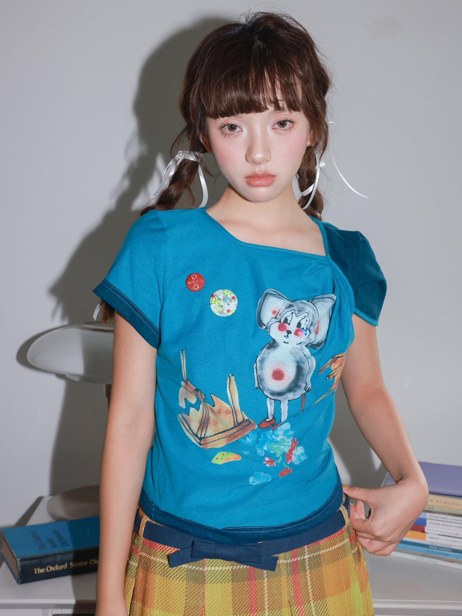 Decora Kei Blue Mouse Knot T-Shirt - Tntntutu by Land Decora