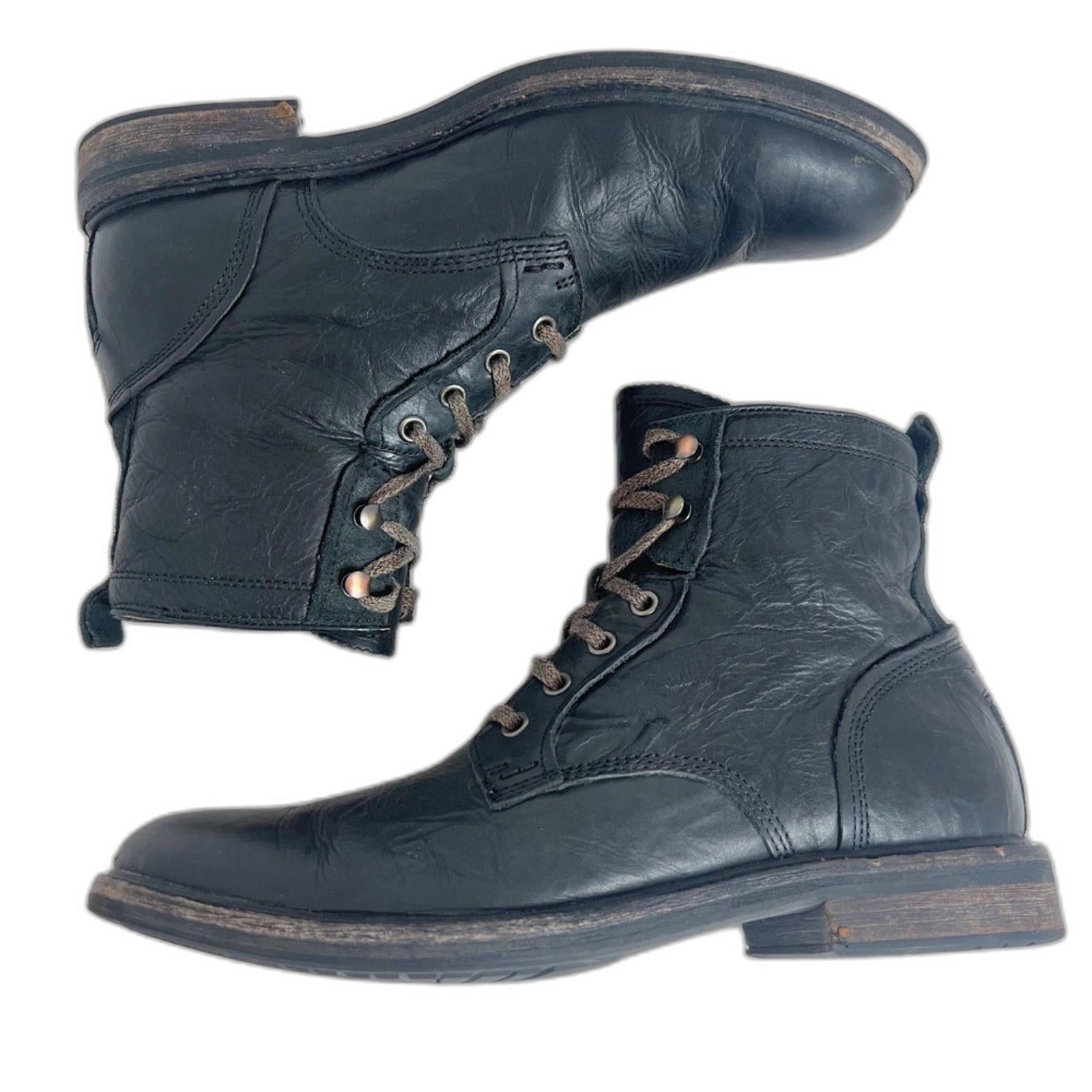 Ugg Men's Selwood Boots Black Leather Combat Boots Lace Up Size 11 by Hot Girl Secondhand