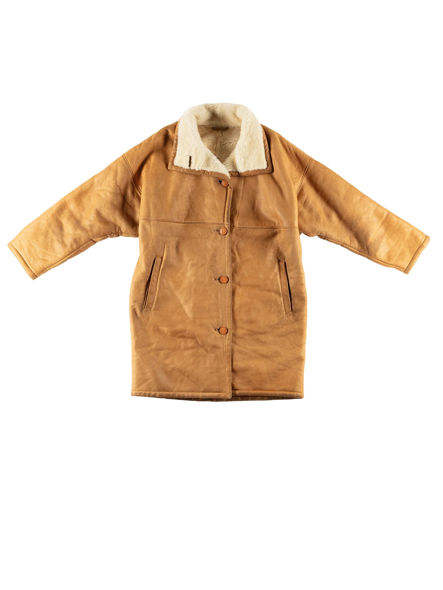 Vintage 80's Women Sheepskin Coat in Caramel Brown by Northern Grip