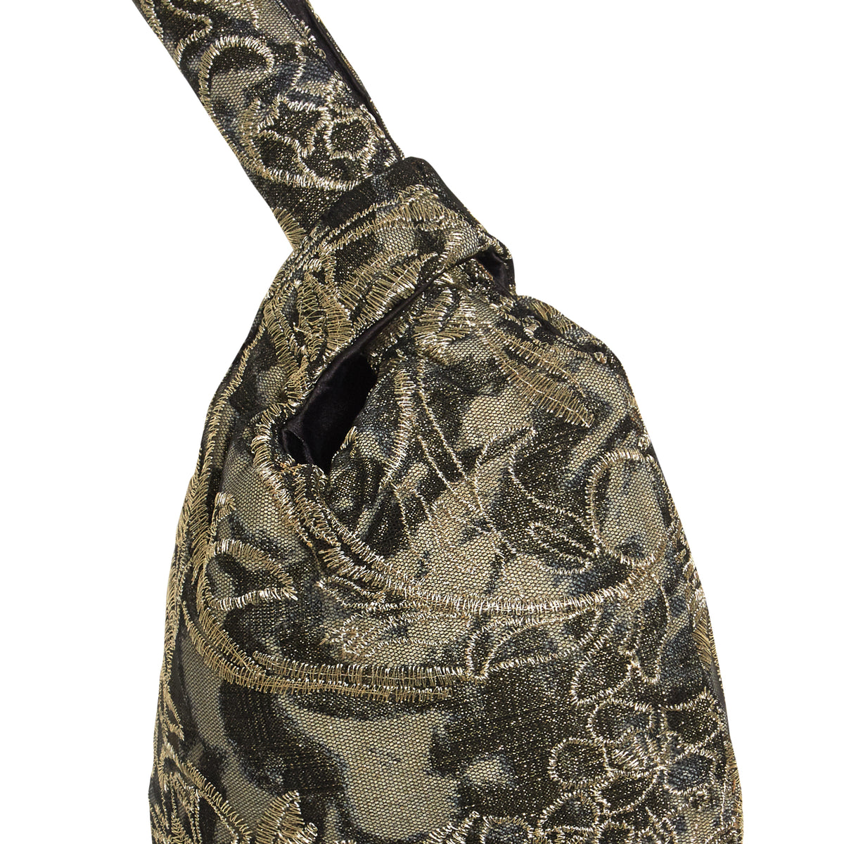 Golden & Black Italian Lace Pouch Bag by Sarvin