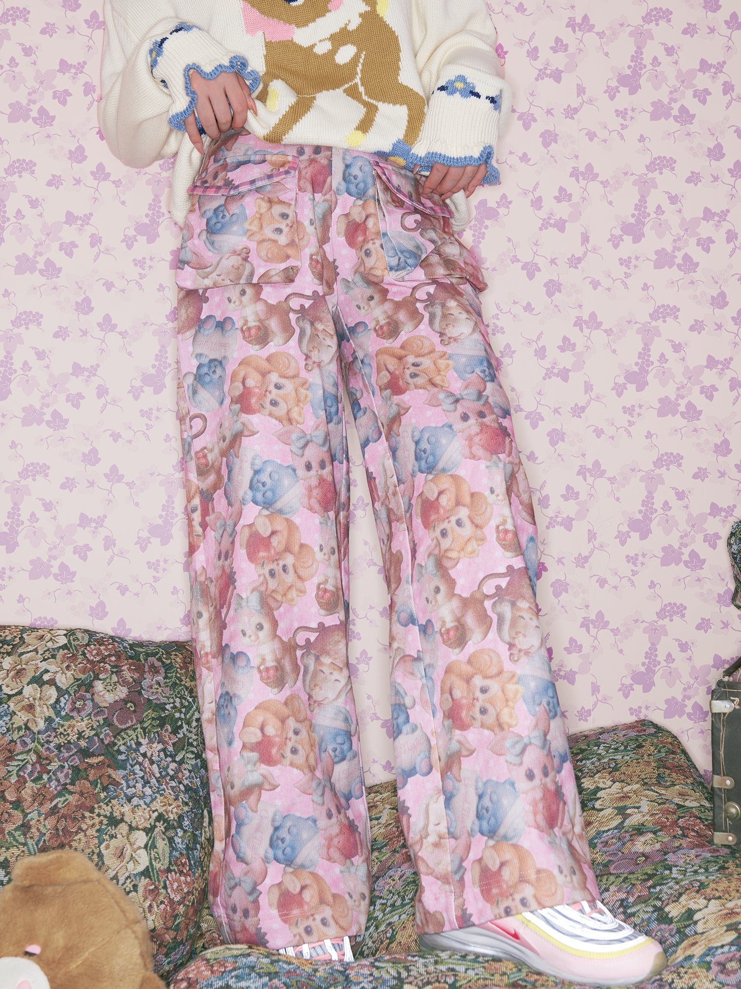 Kidcore Pink Animal Print Pants - tntntutu by Land Decora