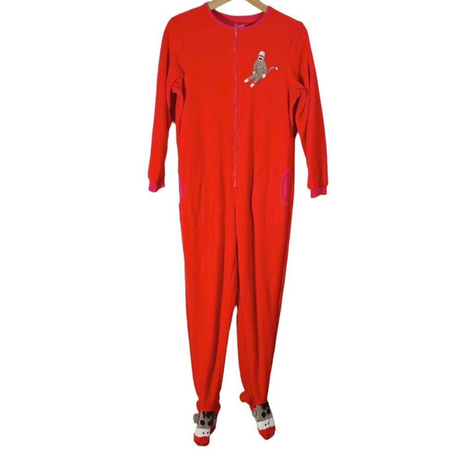 Nick & Nora Sock Monkey Red Fleece Onesie Women's Size S by Hot Girl Secondhand