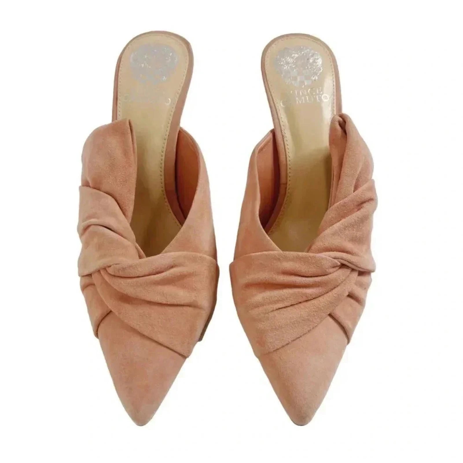 Vince Camuto Women's Amillada Mule in Rose Bud Suede Heel Size by Hot Girl Secondhand