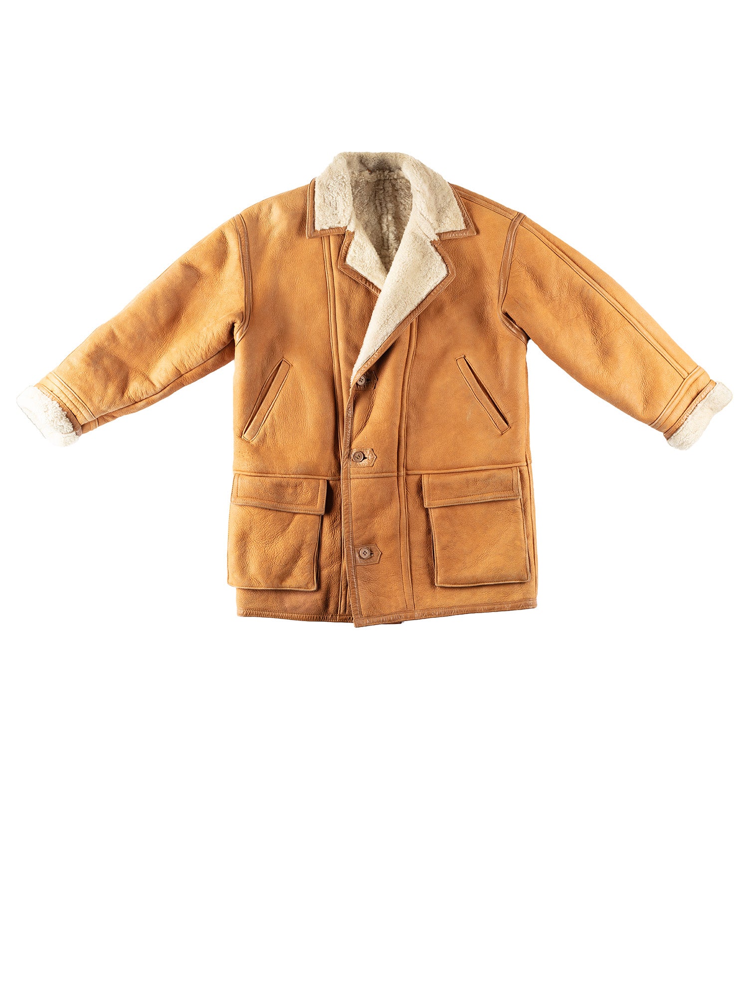 Vintage 80's Men Sheepskin Coat in Camel Brown by Northern Grip