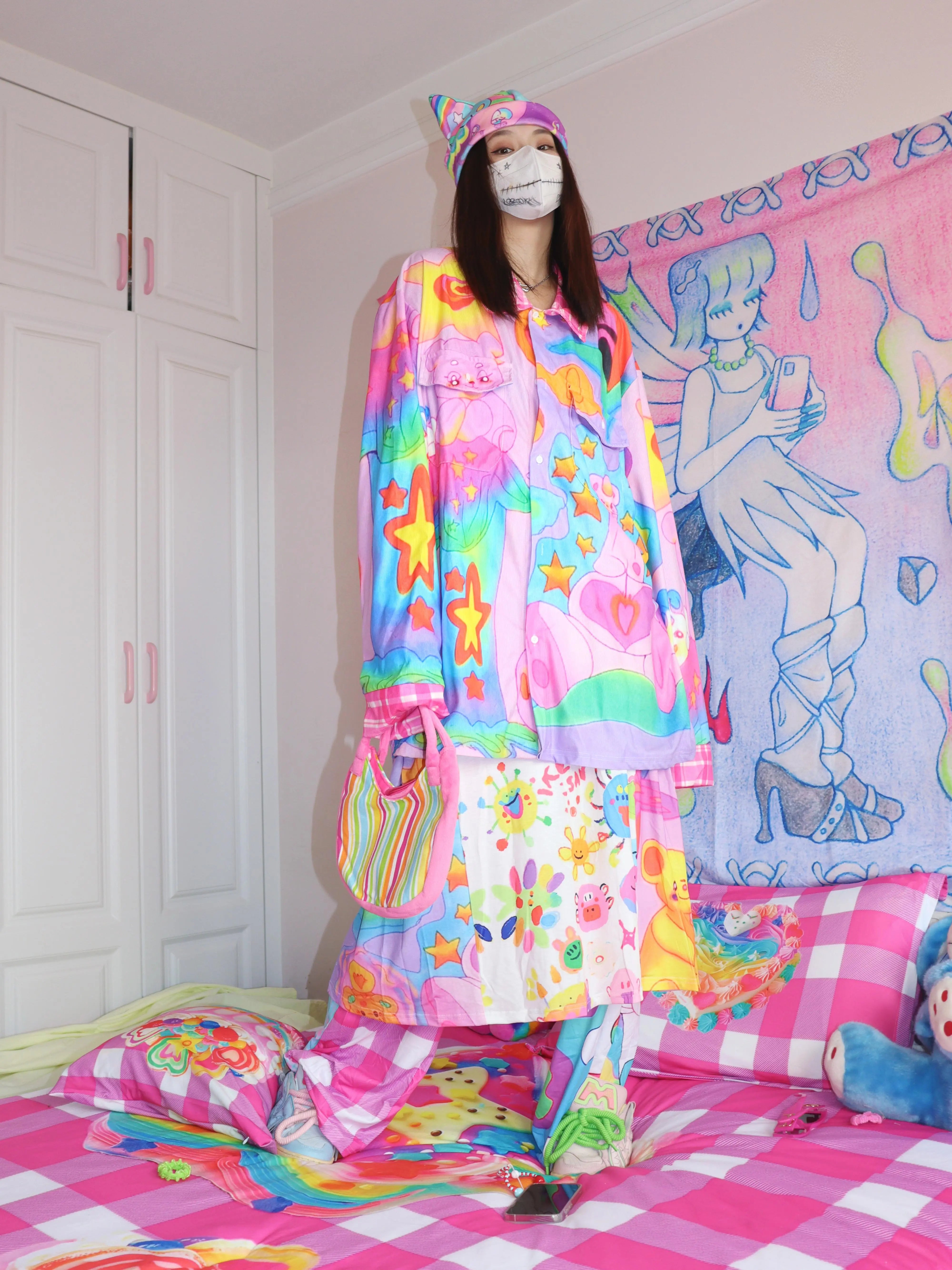 Leerro Decora Shirt | Harajuku Blouse | Colorful Bright Streetwear Shirt by Land Decora