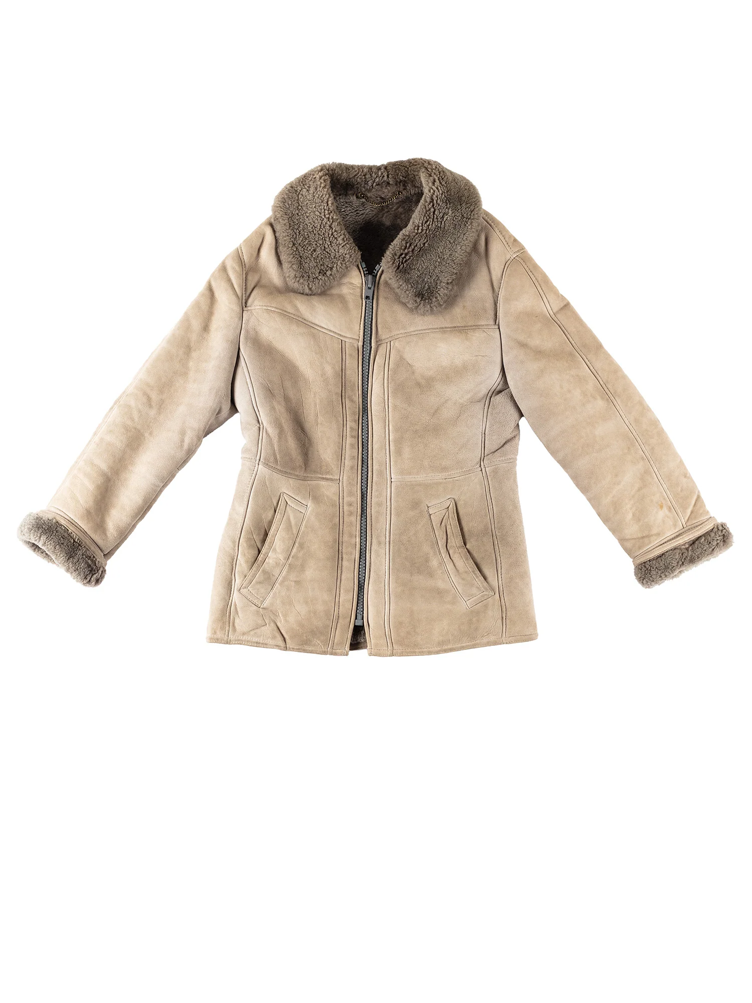 Vintage 80's Women Sheepskin Coat in Beige by Northern Grip