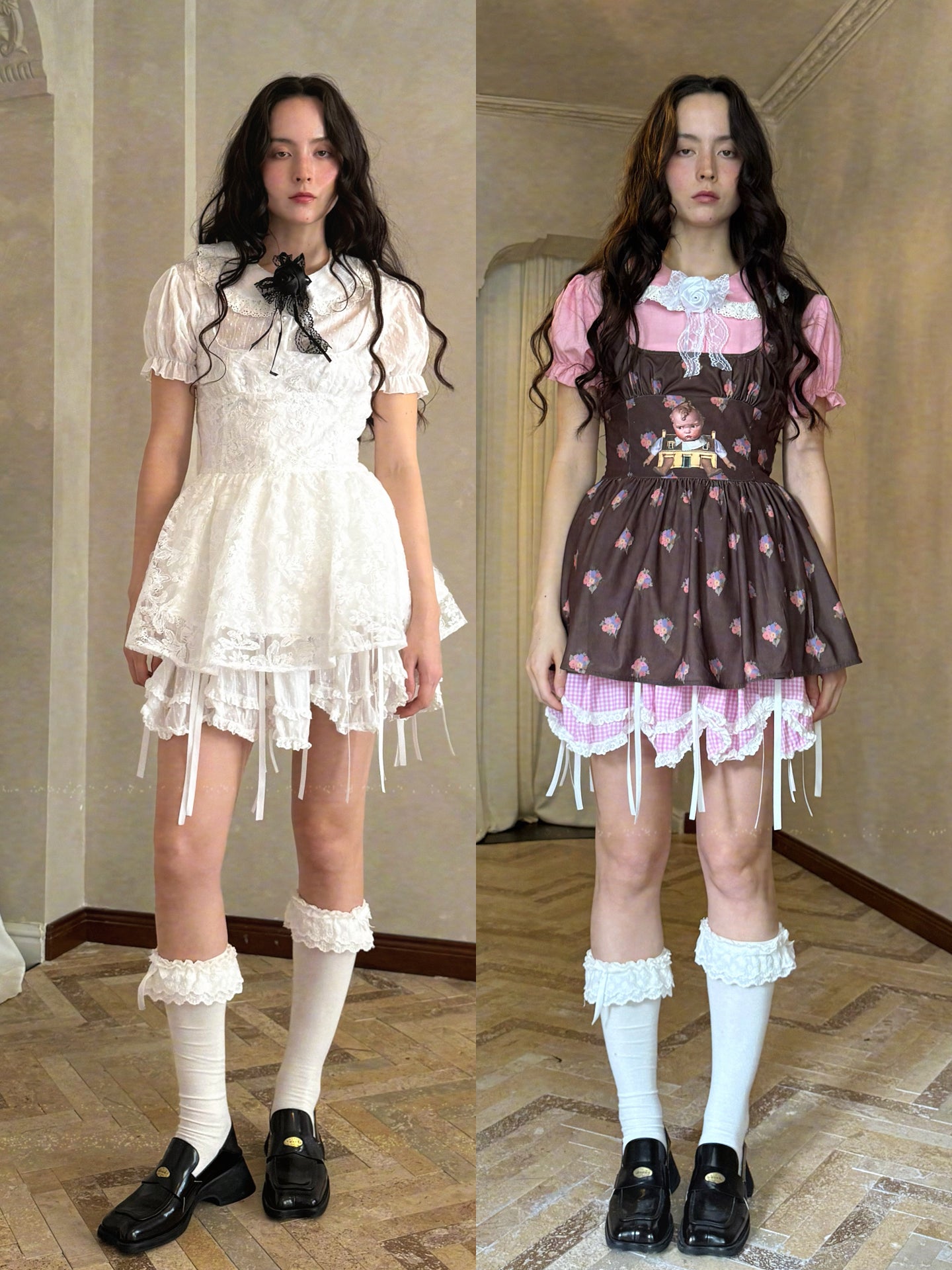 Daytoday Everyday Institute Doll Jacquard Mini Dress – Sleeveless Cute Kawaii Style by Land Decora