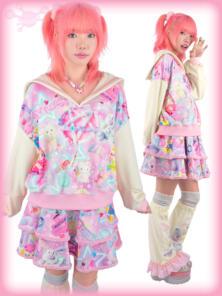 Y2K Plush Sailor Sweat Set - NIHONKIDS by Land Decora