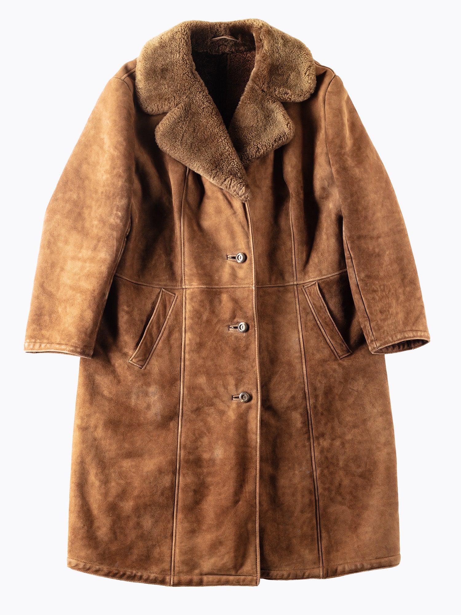 Vintage 70's Women Sheepskin Penny Lane Coat in Brown by Northern Grip
