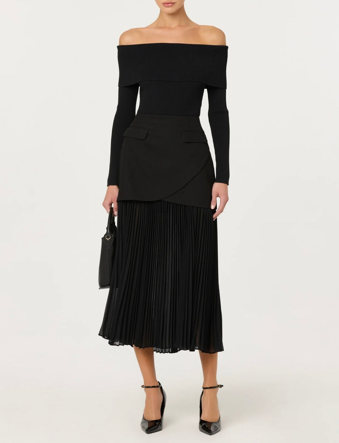 ASTR The Label Deaile Contrast Layered Pleated Skirt by Sierra Deene