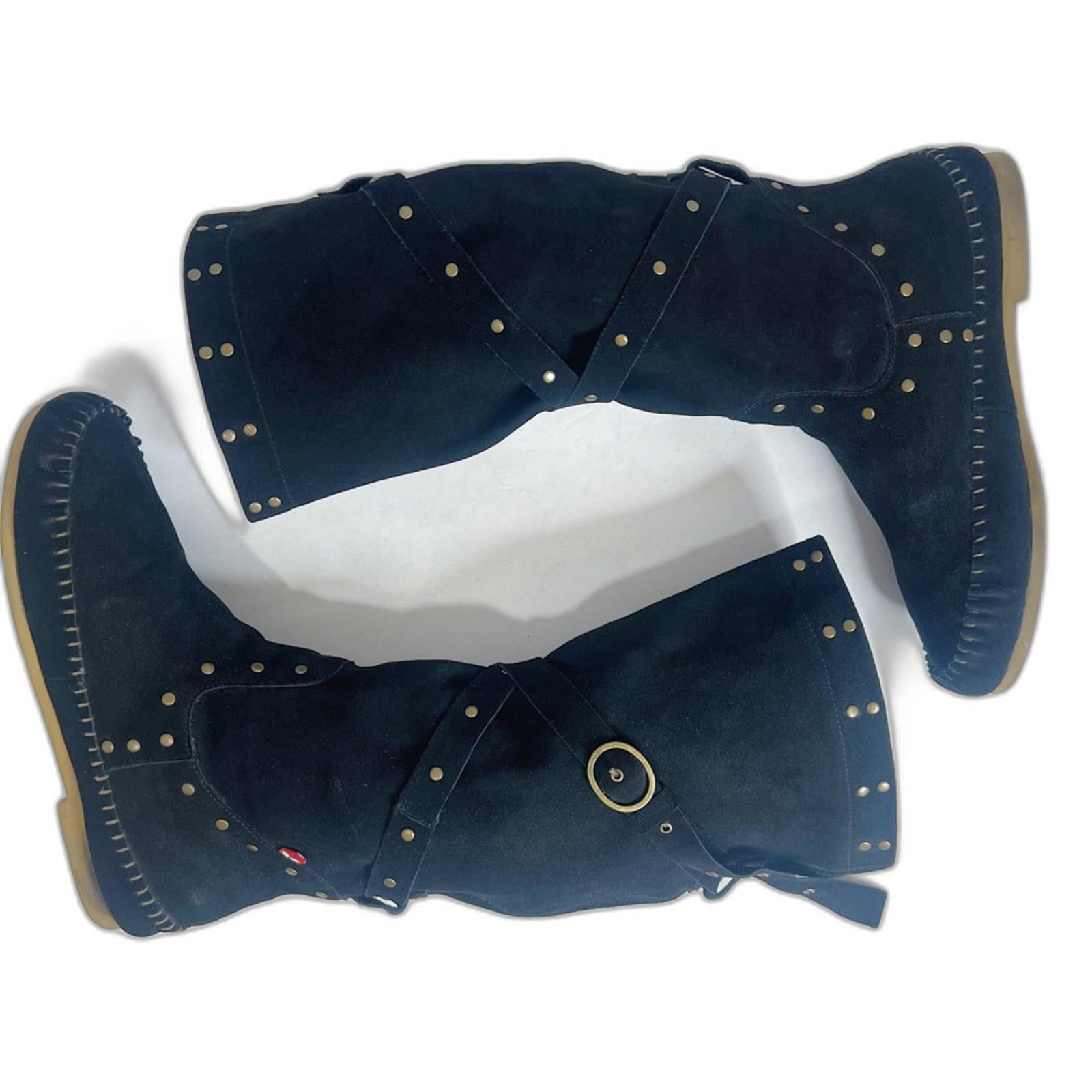 BC Footwear Women's Straight A's Black Suede Moccasin Boots Studded Si by Hot Girl Secondhand