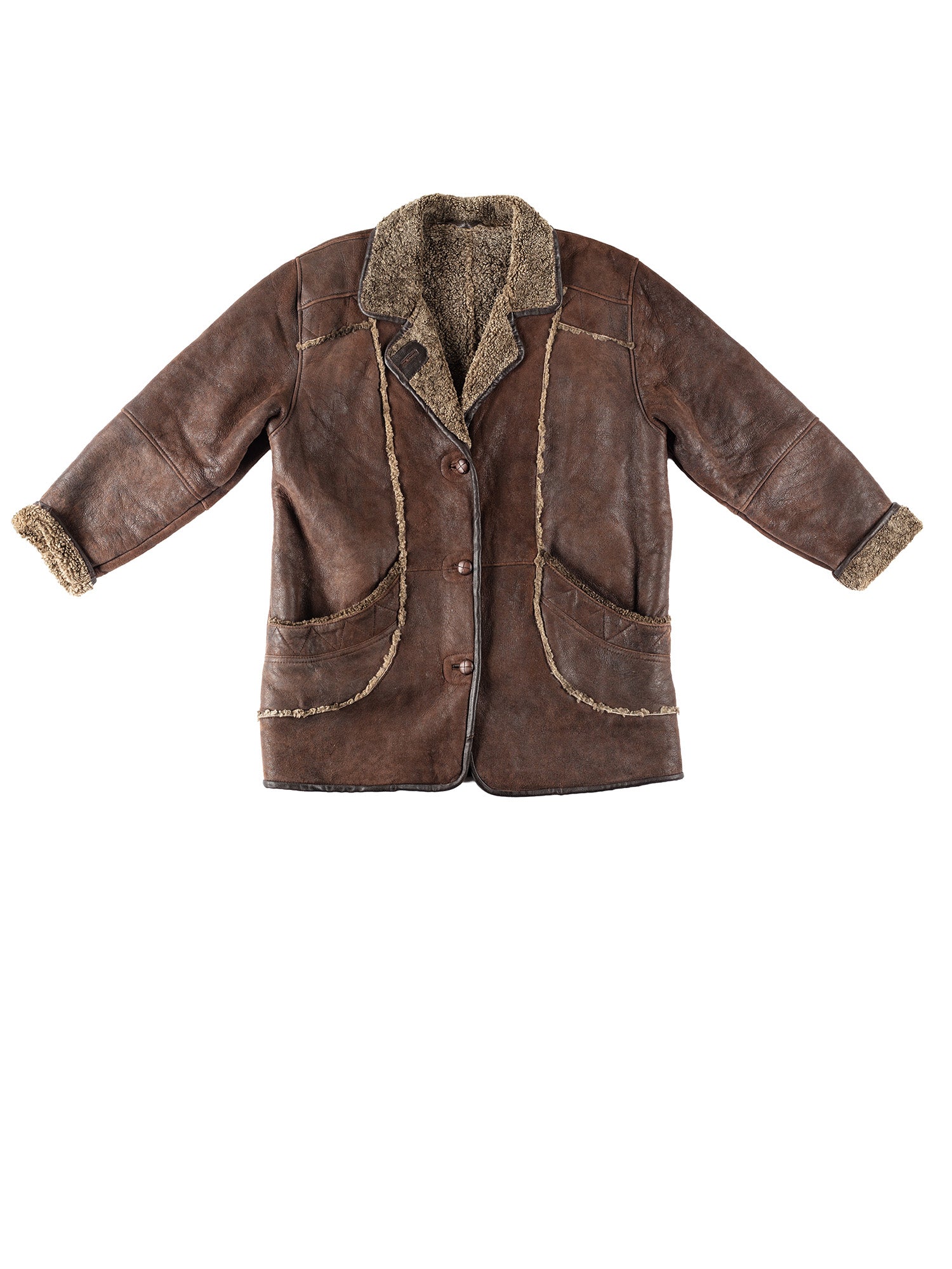 Vintage 70's Women Sheepskin Coat in Brown by Northern Grip