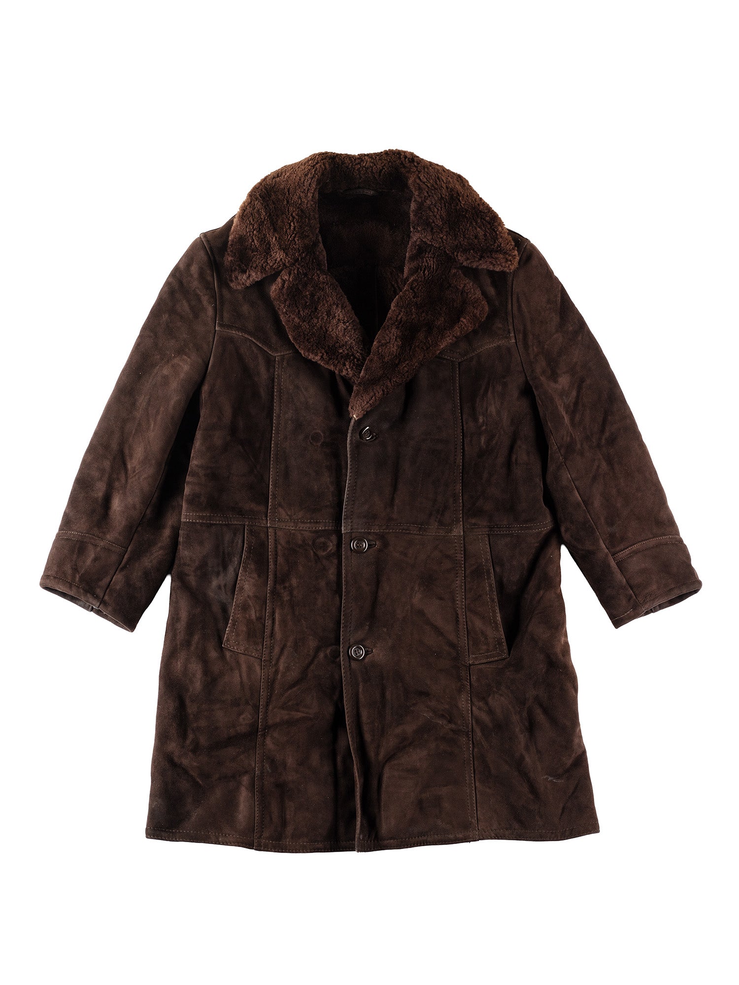 Vintage 70's Men Sheepskin Coat in Brown by Northern Grip