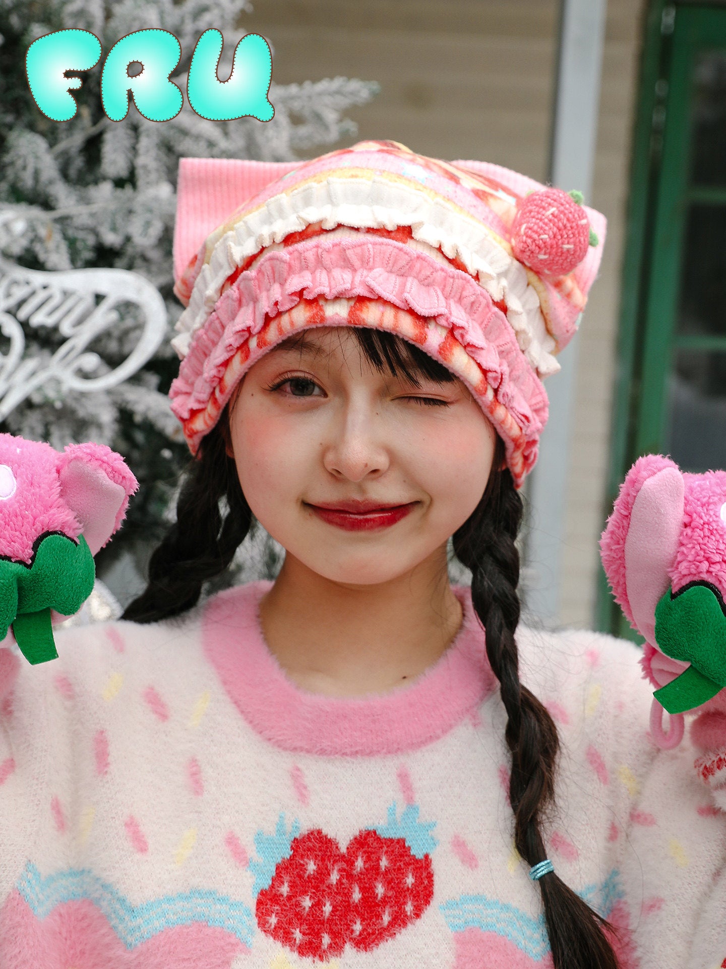 Kawaii Strawberry Cake Cat Hat - frufru by Land Decora