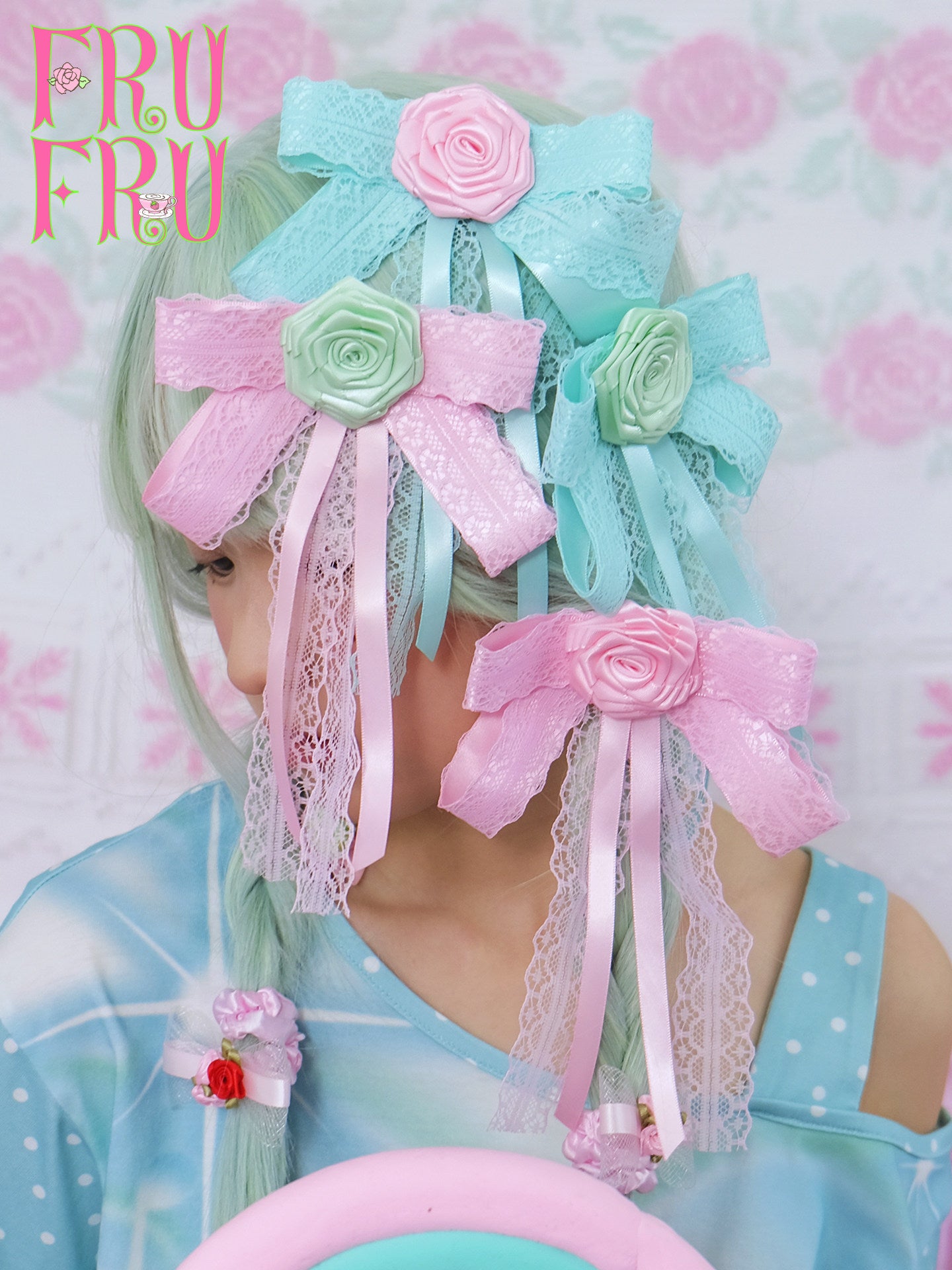 Kawaii Satin Bow Hair Clip Brooch - frufru by Land Decora