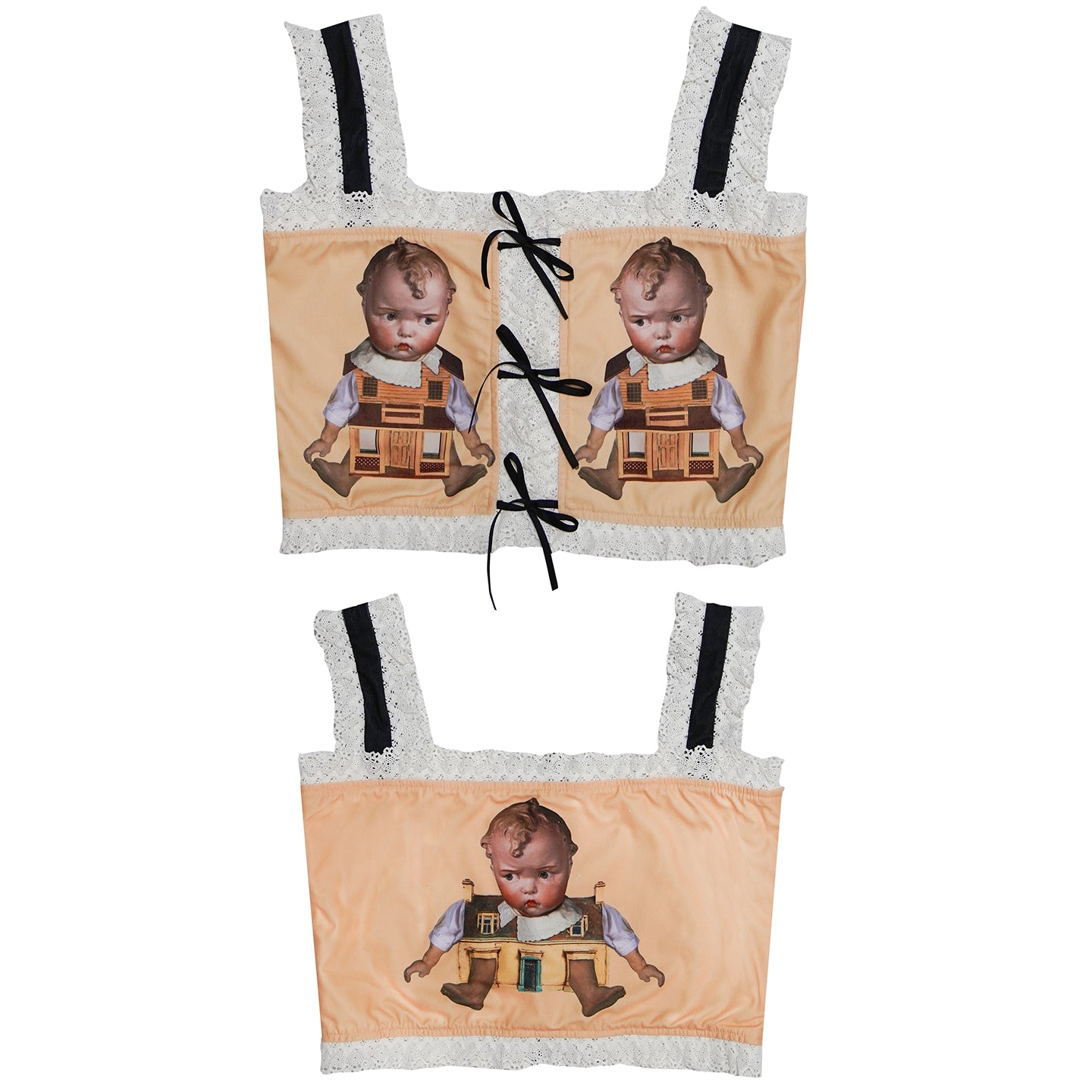 daytoday everyday institute – Dollcore Vest with Ruffle Trim & Bow Detail by Land Decora