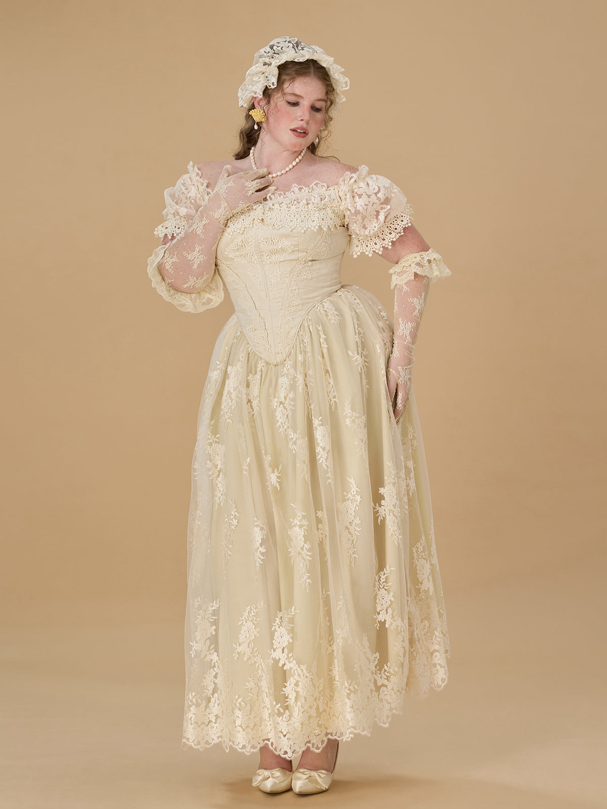 Plus Size Dress Vintage French Lace Corset Dress – Regal Court-Inspire by Land Decora