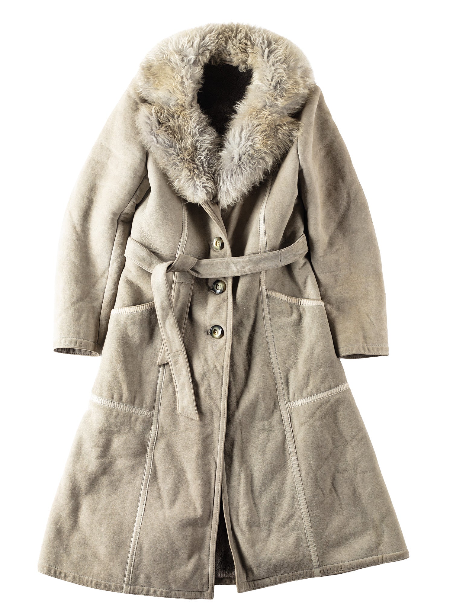 Vintage 70's Women Sheepskin Penny Lane Coat in Gray by Northern Grip