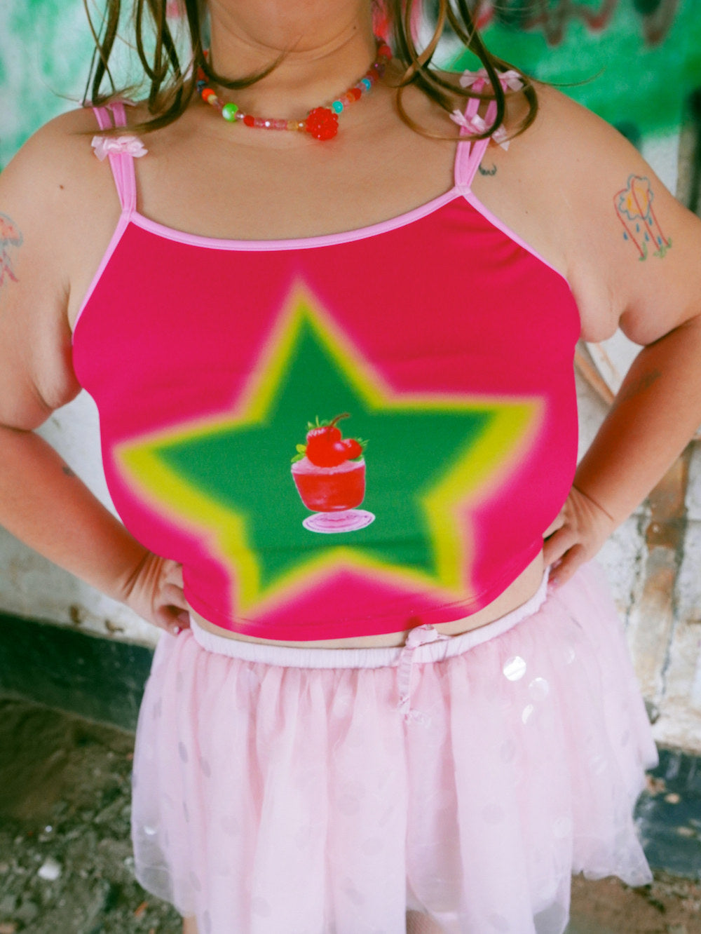 Y2K Star Print Tank Top - Hot Nipples Club by Land Decora