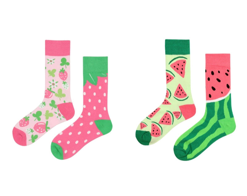 Decora Kei Mismatched Colorful Fruit Socks by Land Decora