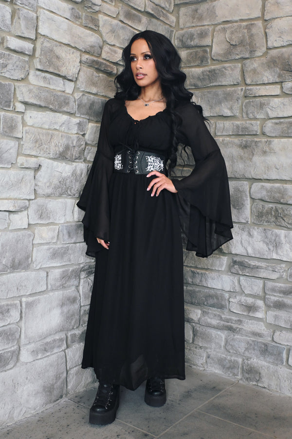 Bell Sleeve Renaissance Dress by KATAKOMB
