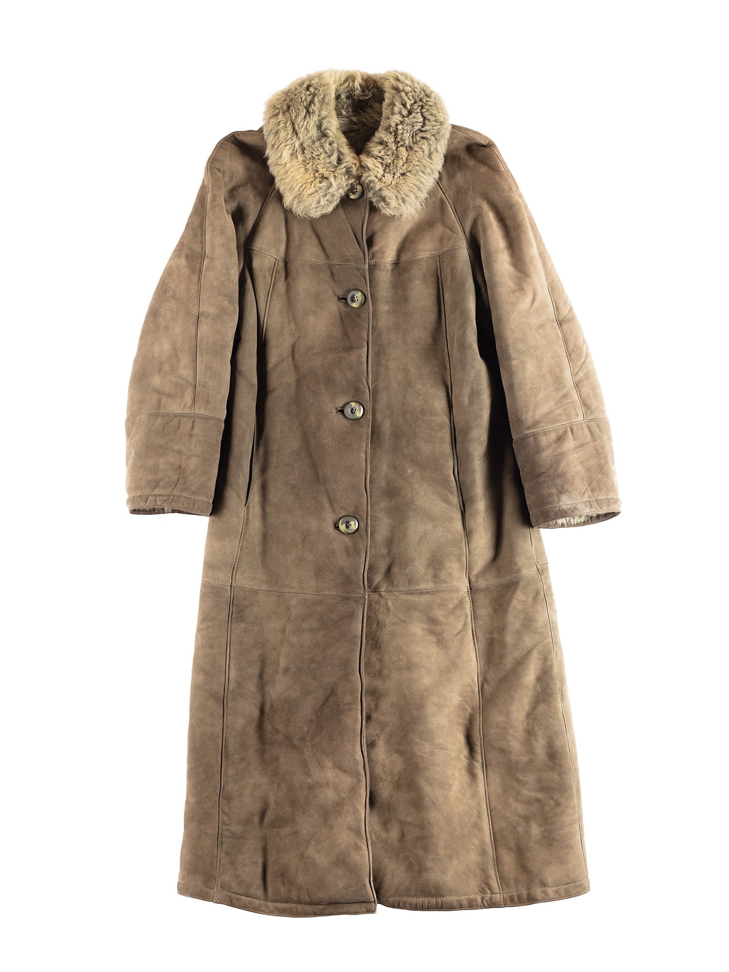 Vintage 70's Women Penny Lane Sheepskin Coat in Khaki Green by Northern Grip