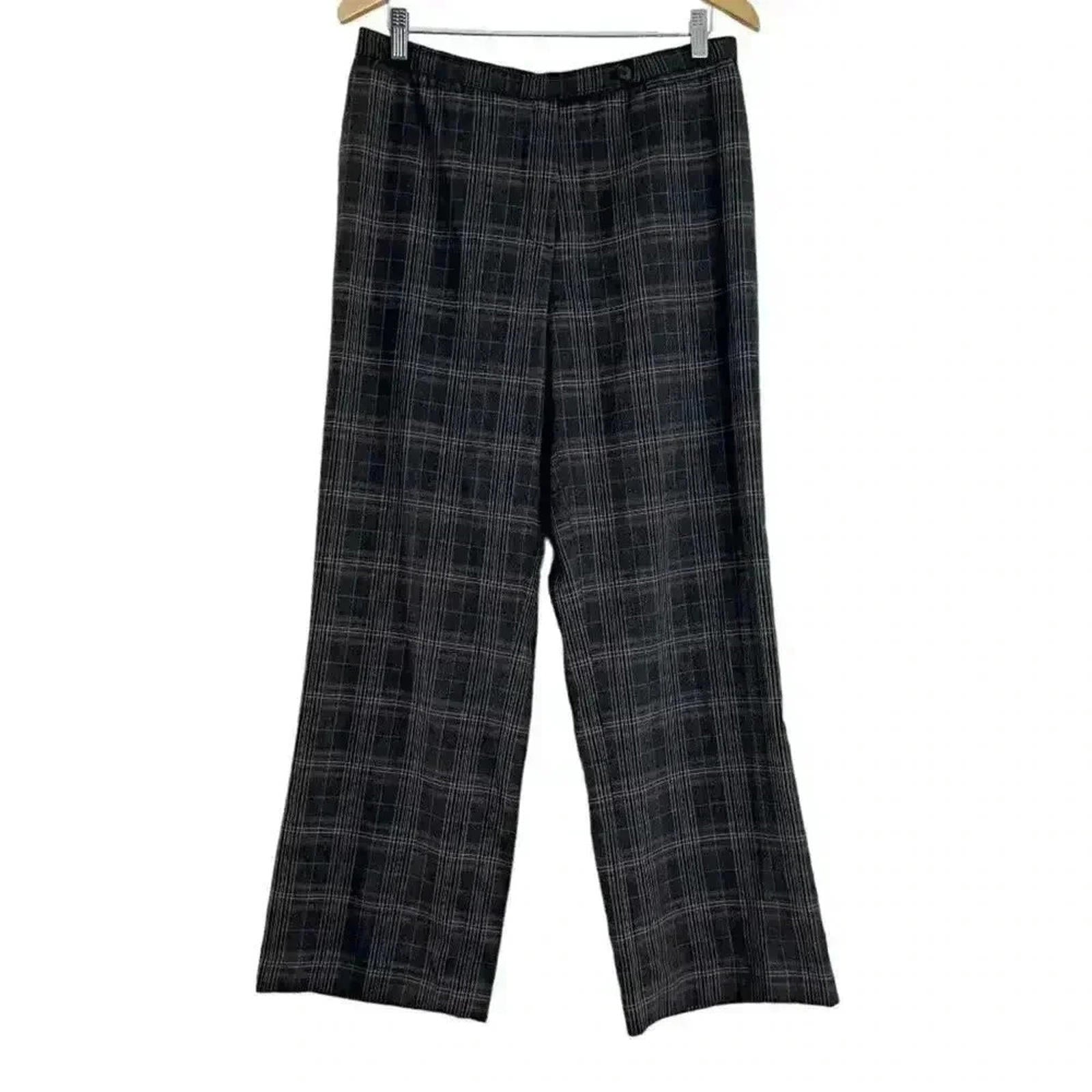 y2k Vintage Brown Plaid Pants Straight Leg Office Siren Women's Size 1 by Hot Girl Secondhand