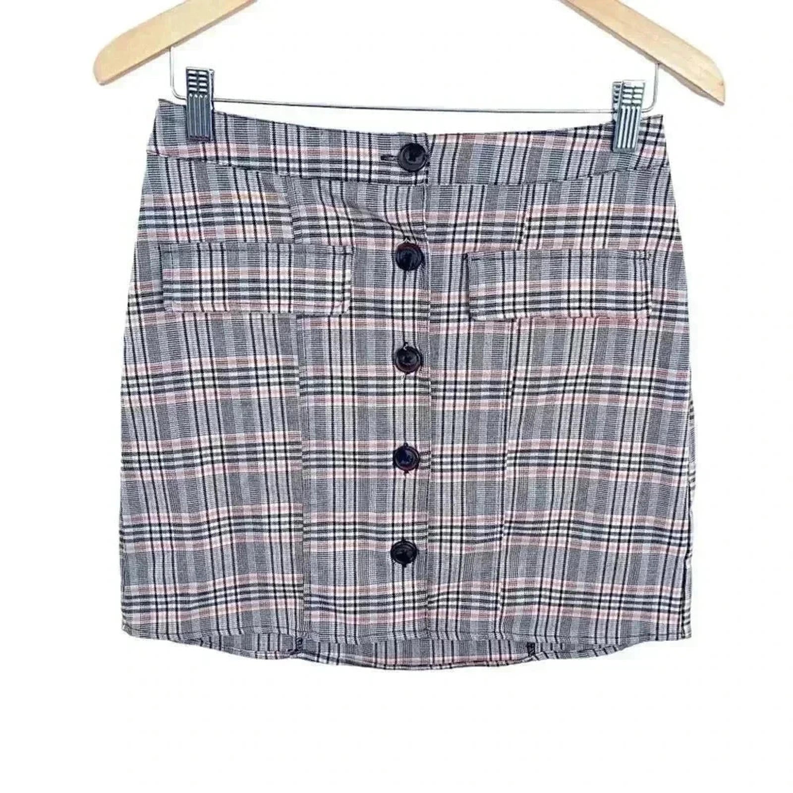 NWOT Urban Outfitters Plaid Button Up Mini Skirt Brown Tan Women's Siz by Hot Girl Secondhand