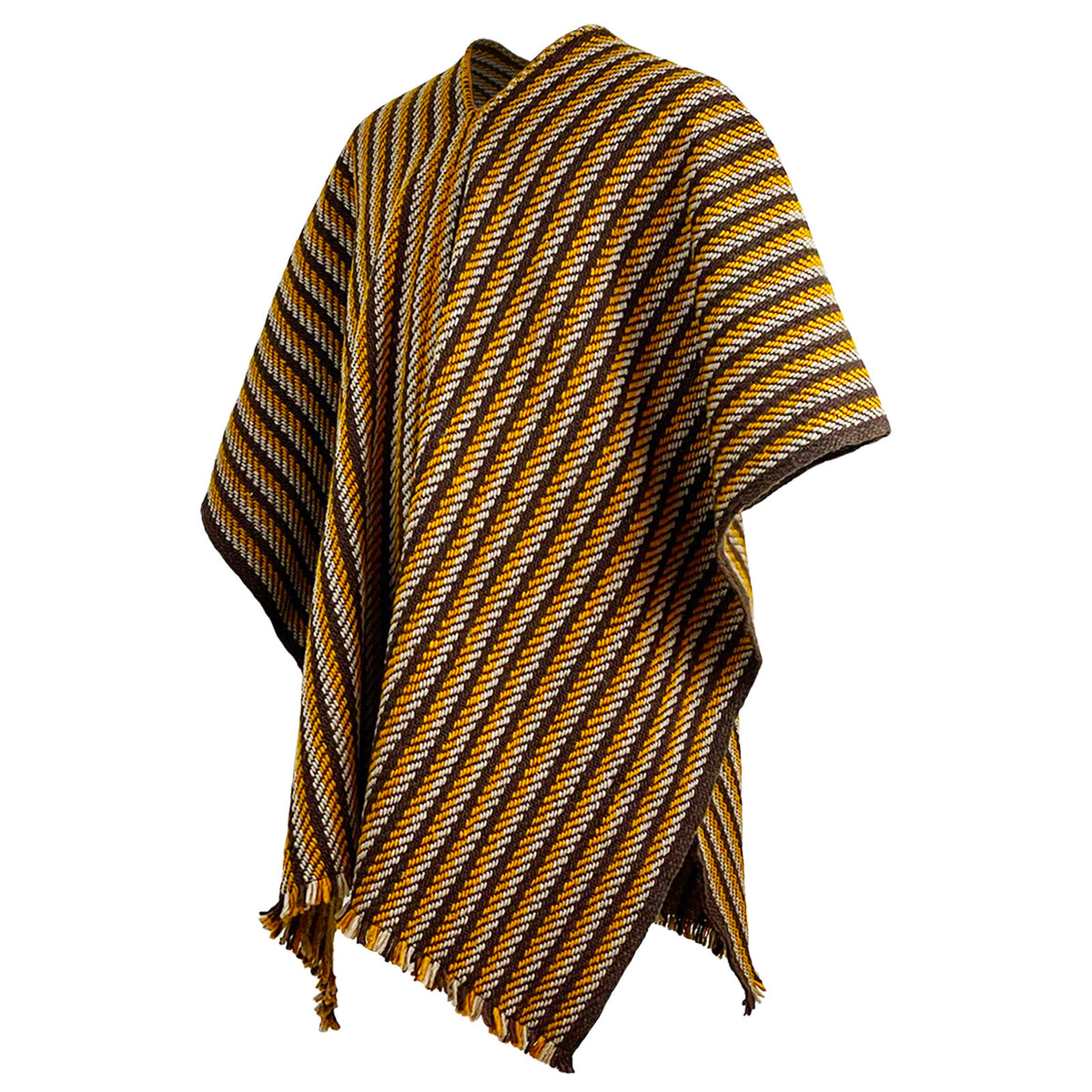 Llama Wool Unisex South American Handwoven Serape Poncho - thin stripe by ECUALAMA