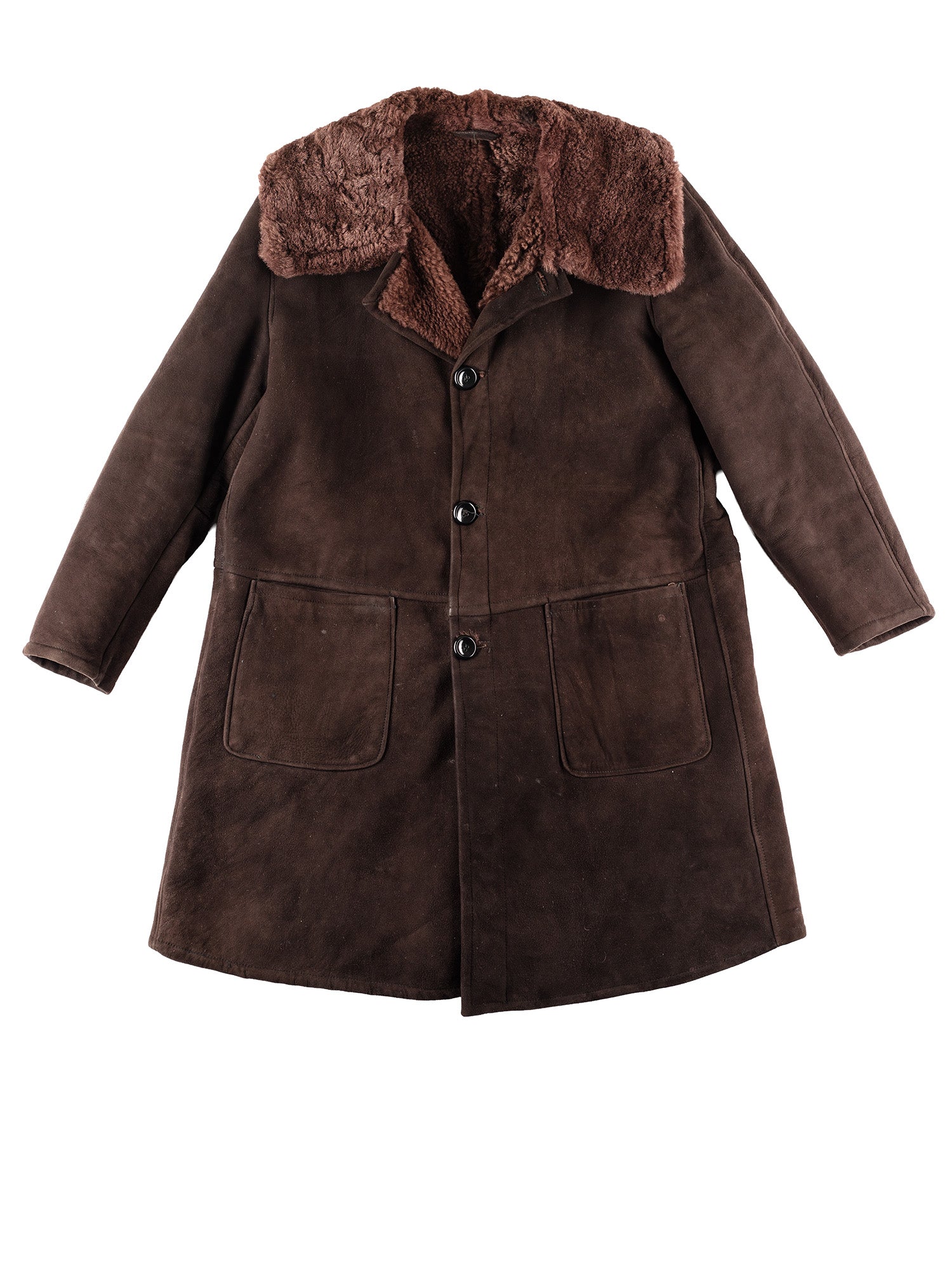 Vintage 70's Men Sheepskin Coat in Brown by Northern Grip