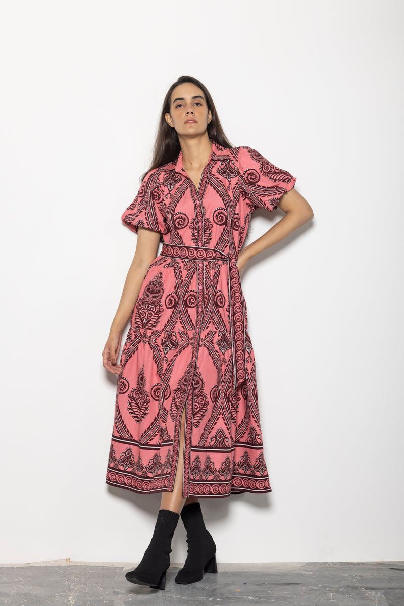 SALMON MOTIFS DELLA DRESS by Maude Vivante