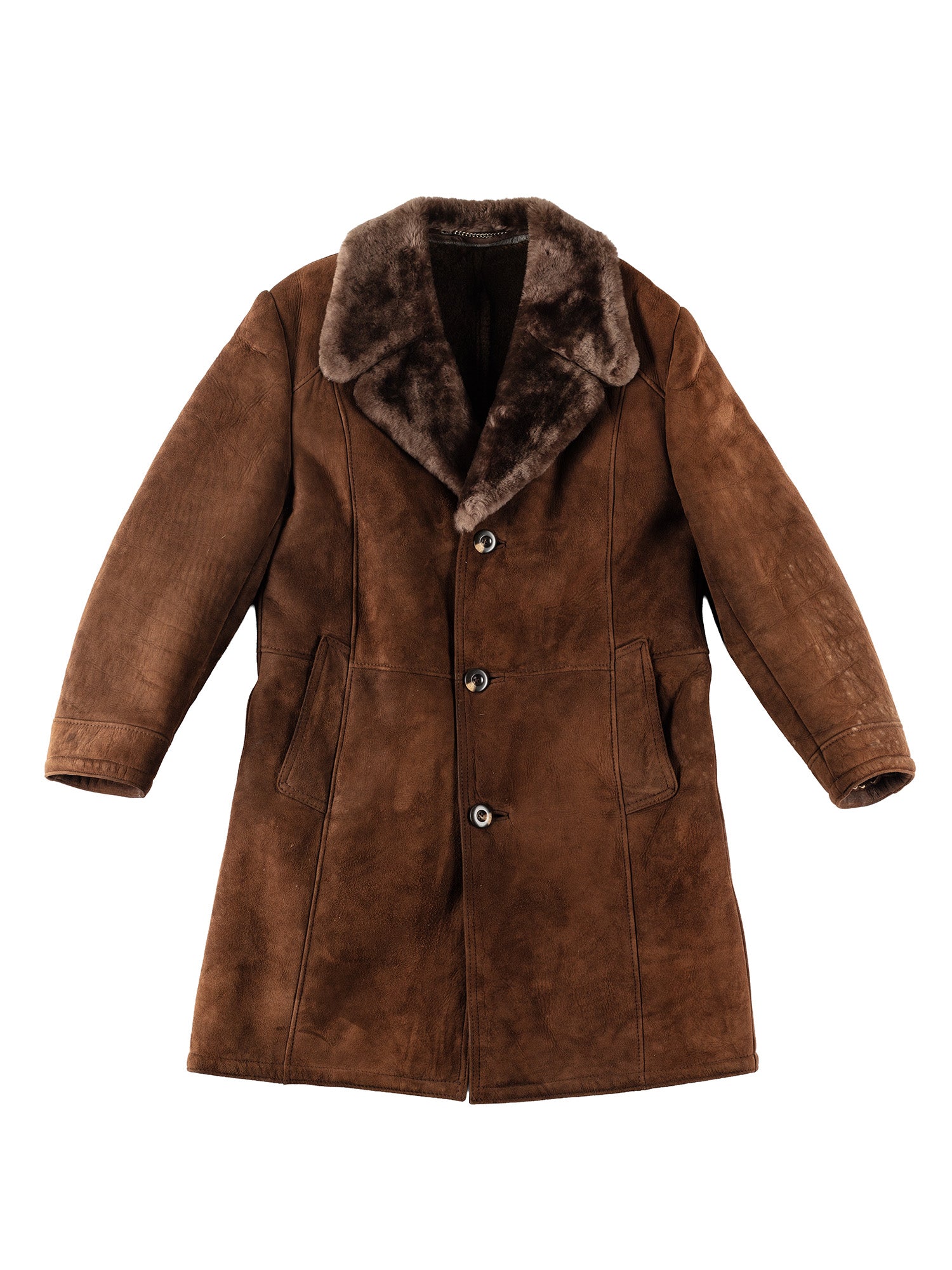 Vintage 70's Men Sheepskin Coat in Brown by Northern Grip