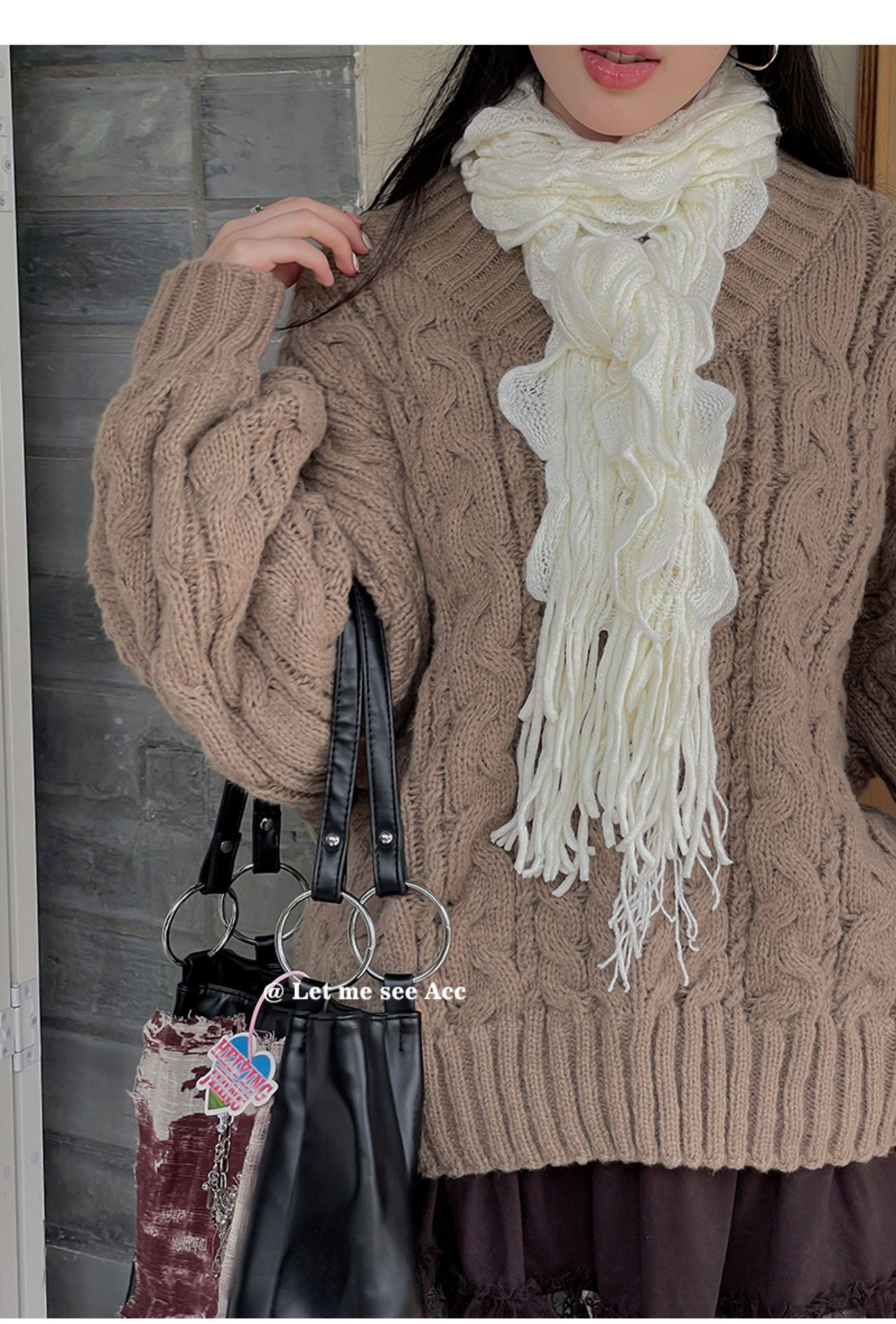 Y2K Vintage Crochet Knit Scarf - LET ME SEE by Land Decora