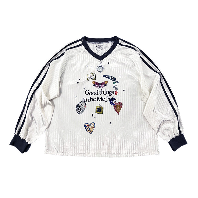 Blokette Graphic Jersey Top | Harajuku Sporty Kawaii Streetwear by Land Decora