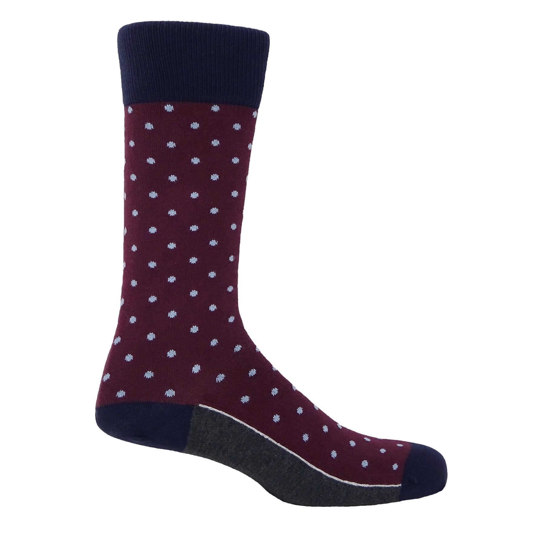 Pin Polka Men's Socks - Burgundy by Peper Harow