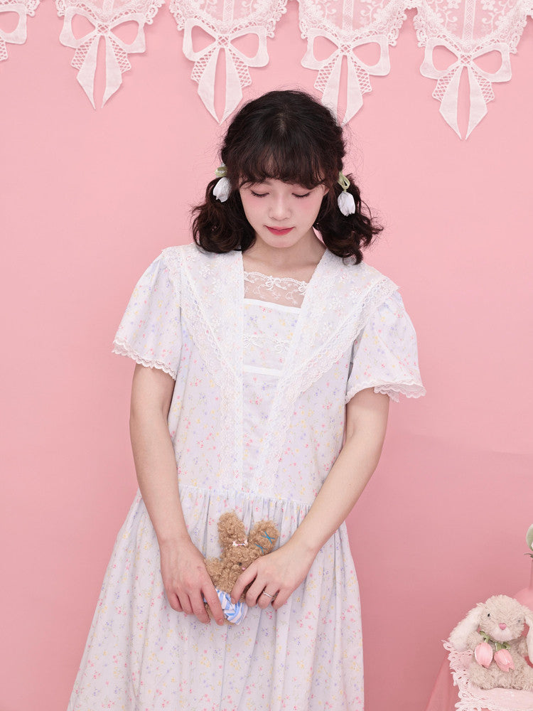 Vintage Floral Sailor Collar Dress Kawaii - SemenCoicis by Land Decora