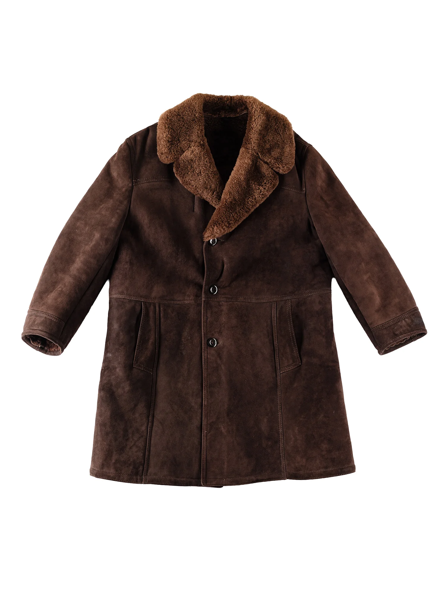Vintage 70's Men Sheepskin Coat in Brown by Northern Grip