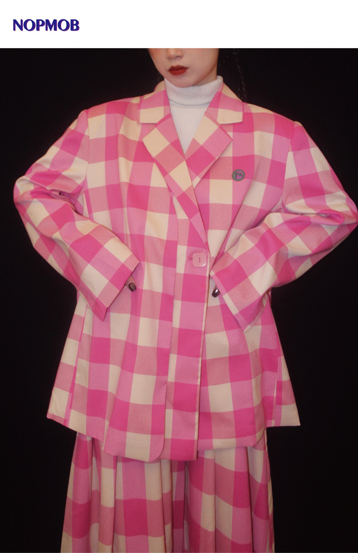 Berry Plaid Blazer & Skirt Set - NOPMOB by Land Decora