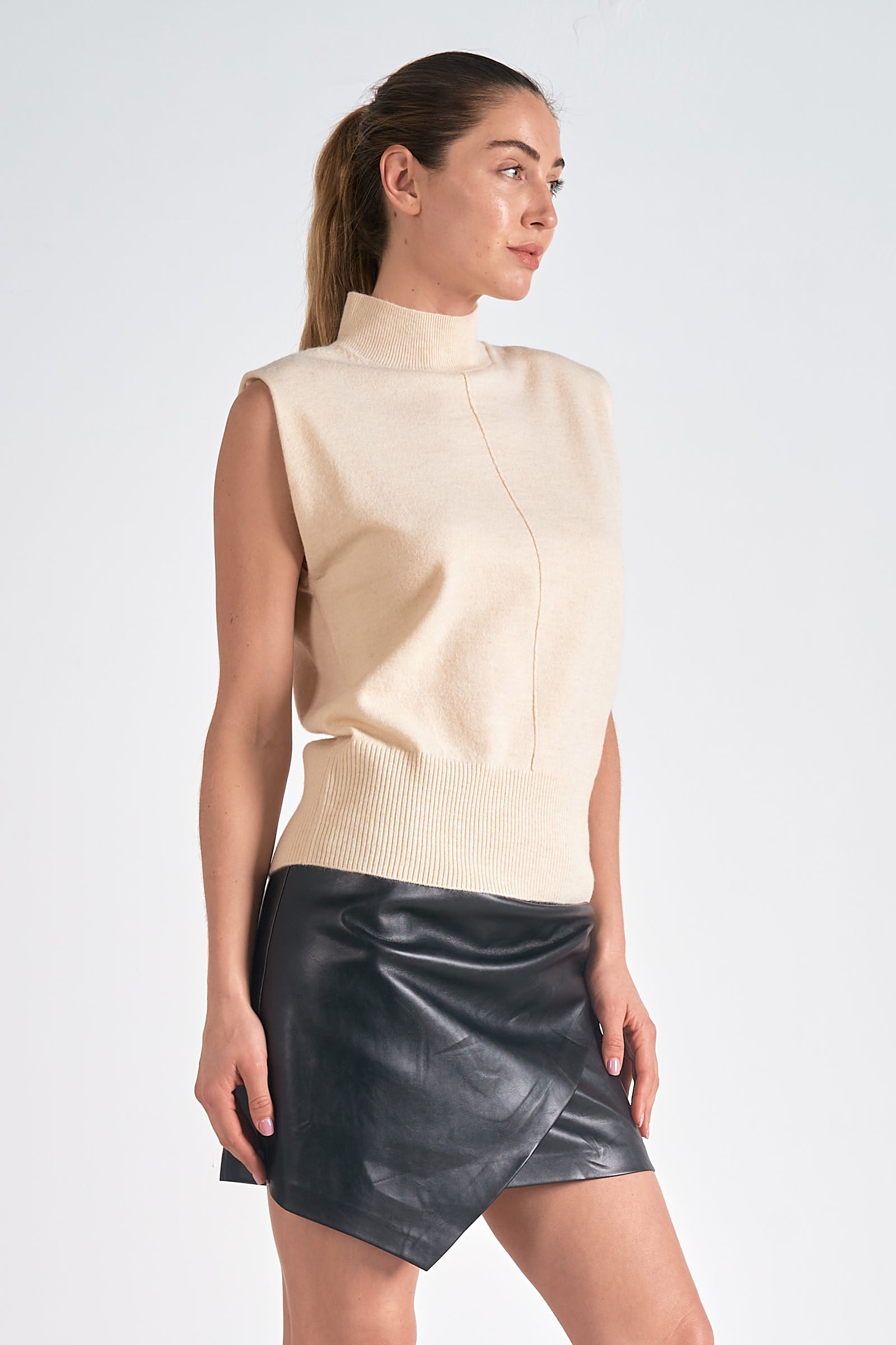 Mock Neck Sweater in Cream by Sierra Deene