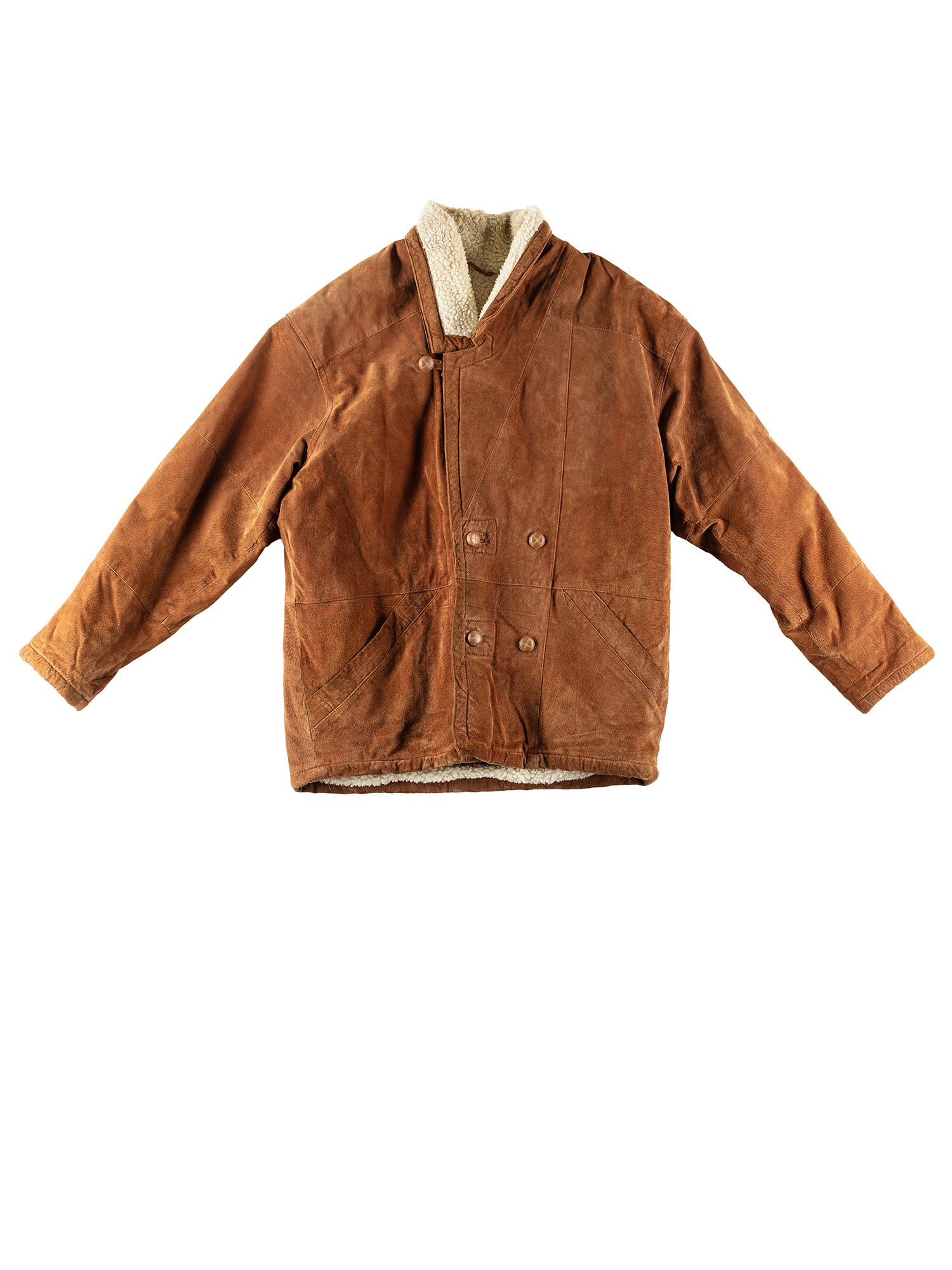 Vintage 80's Men Faux Sheepskin Coat in Brown by Northern Grip