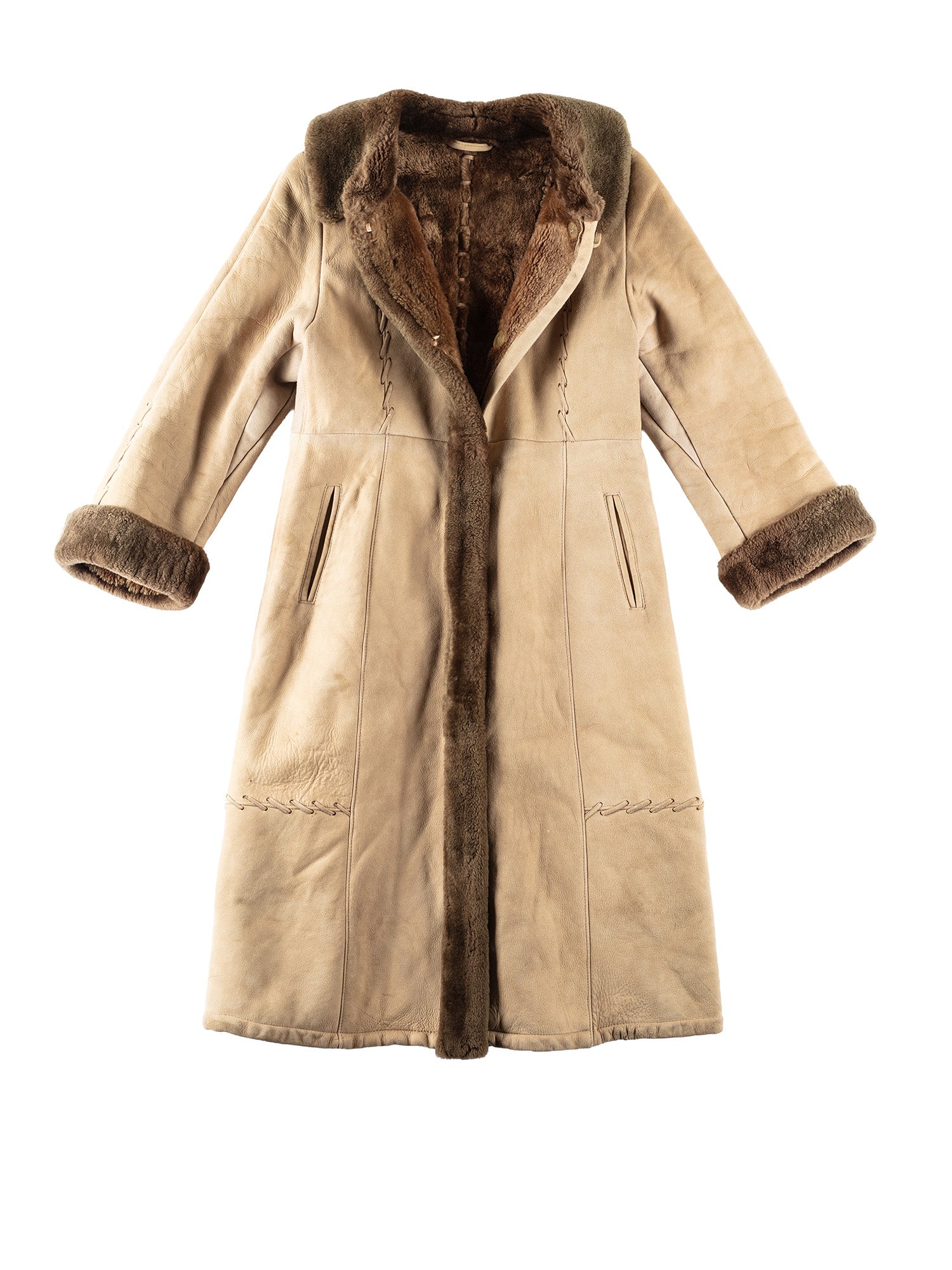 Vintage 90's Men Sheepskin Penny Lane Coat in Beige by Northern Grip