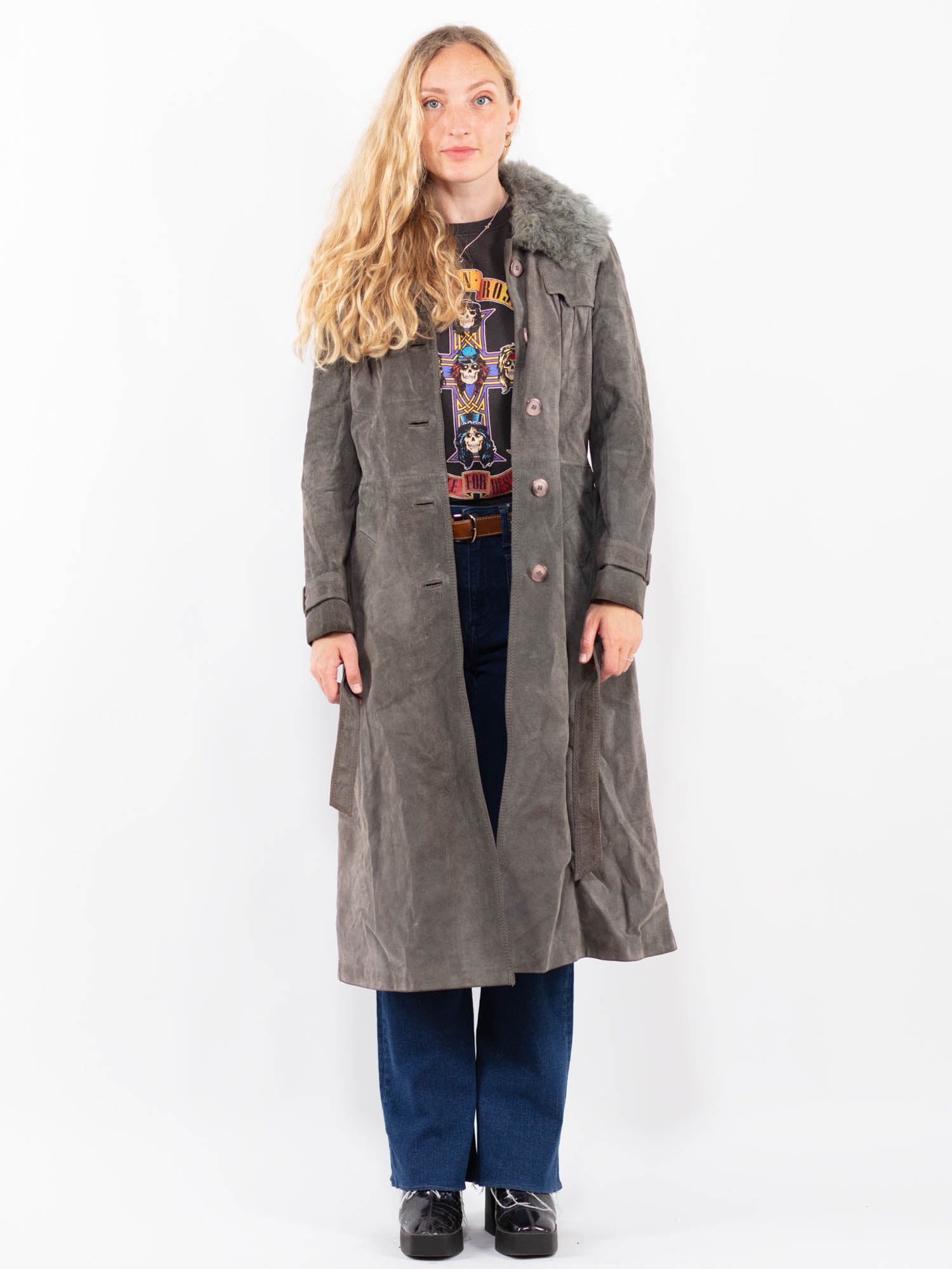 Vintage 70's Women Suede Coat in Gray by Northern Grip