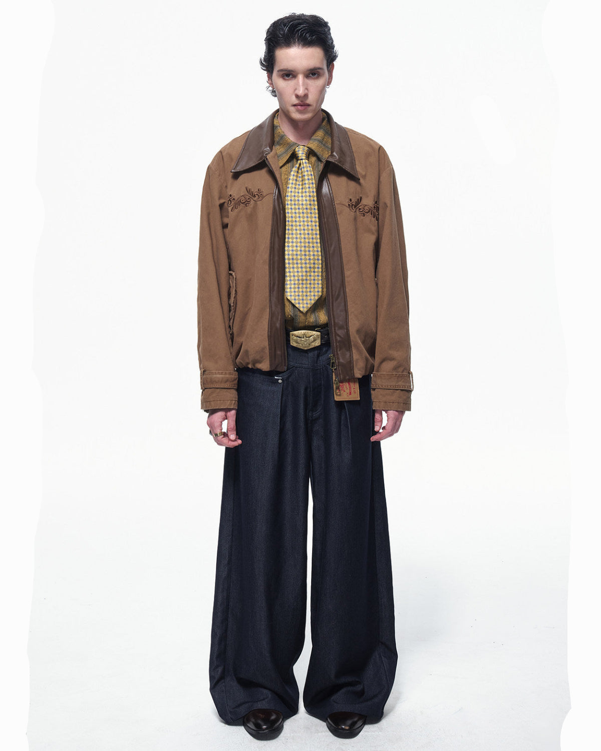 Denim Pleated Straight Jeans by OFFCULTURE