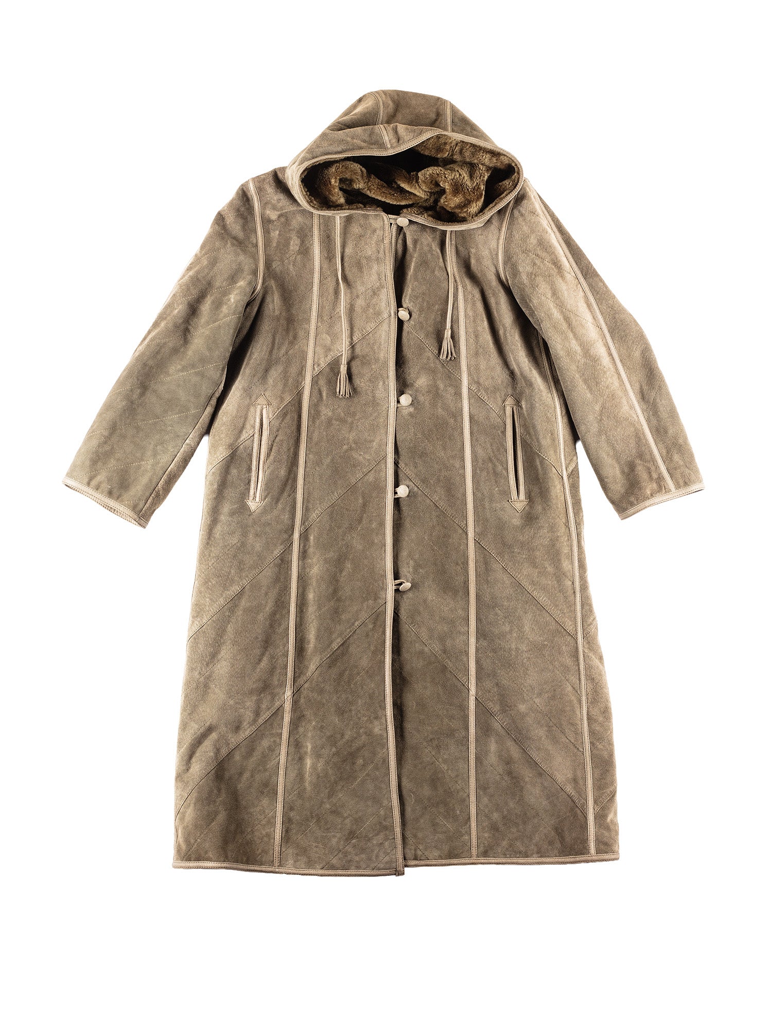 Vintage 80's Women Penny Lane Faux Sheepskin Coat in Khaki by Northern Grip