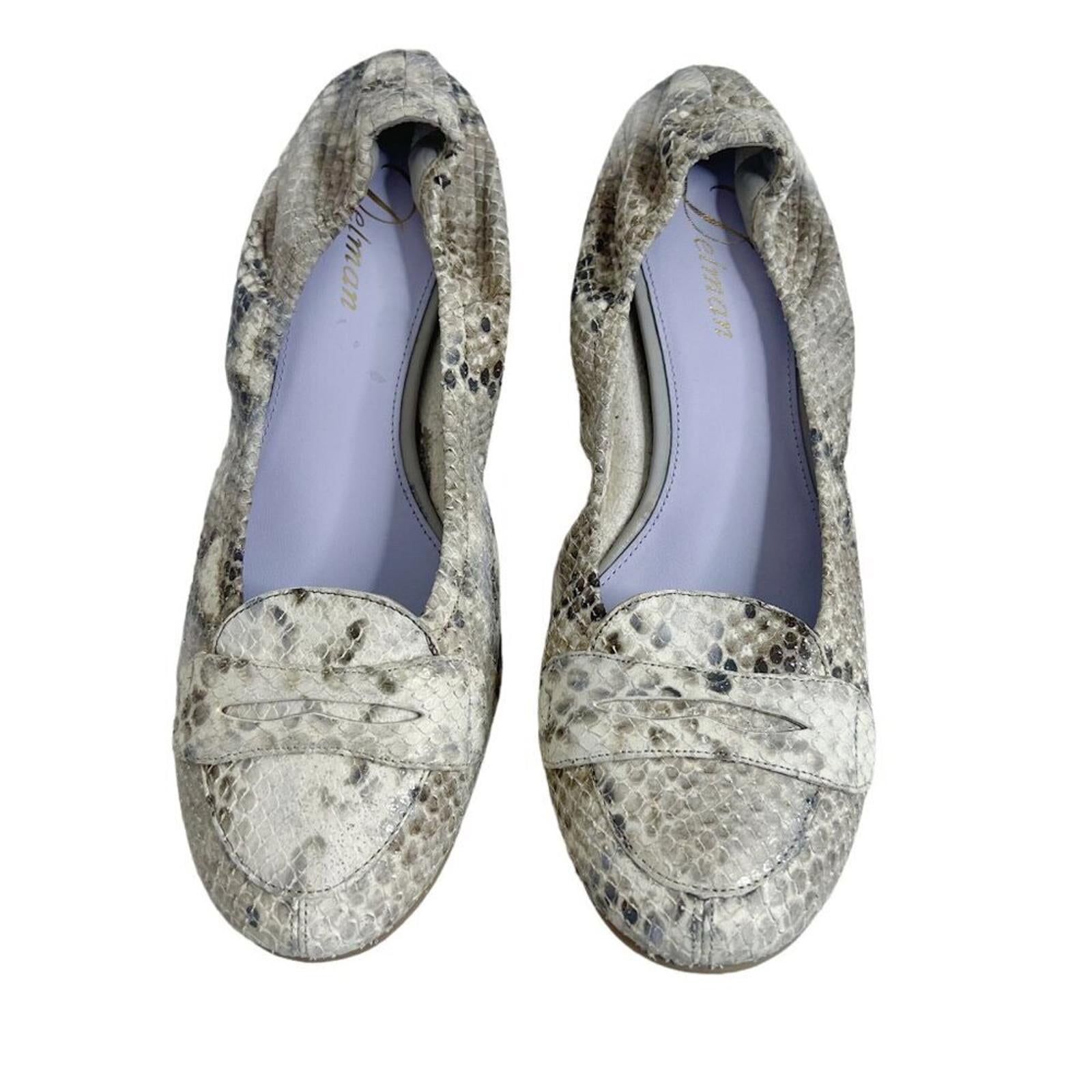 Delman Snakeskin Snake Print Ballet Flats Leather Loafers Women's Size by Hot Girl Secondhand