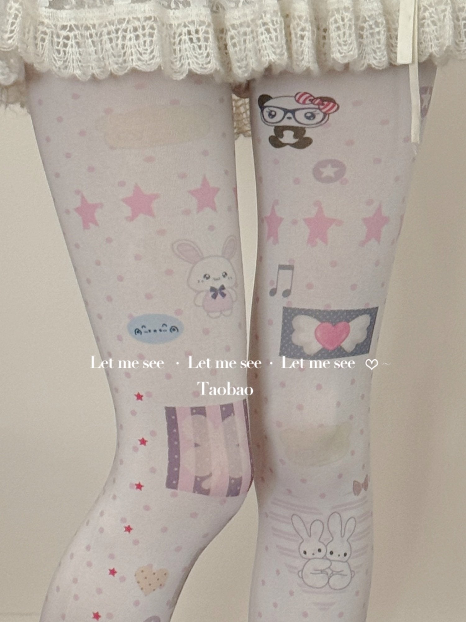 Cute Printed Tights - LET ME SEE by Land Decora