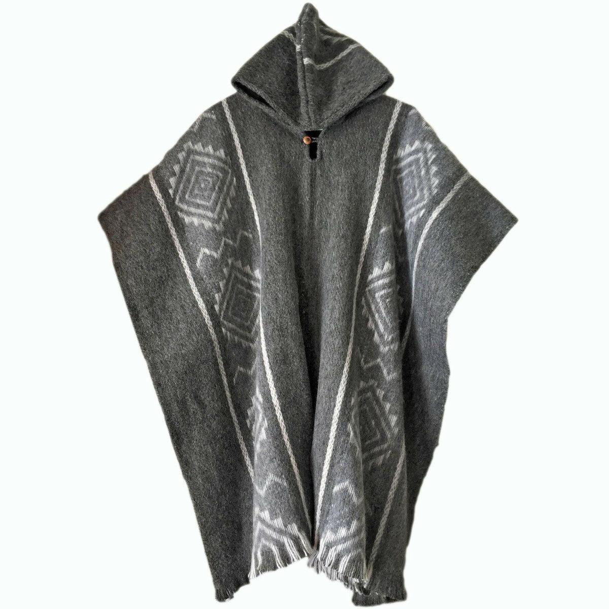 Llama Wool Unisex South American Handwoven Hooded Poncho - diamonds pa by ECUALAMA