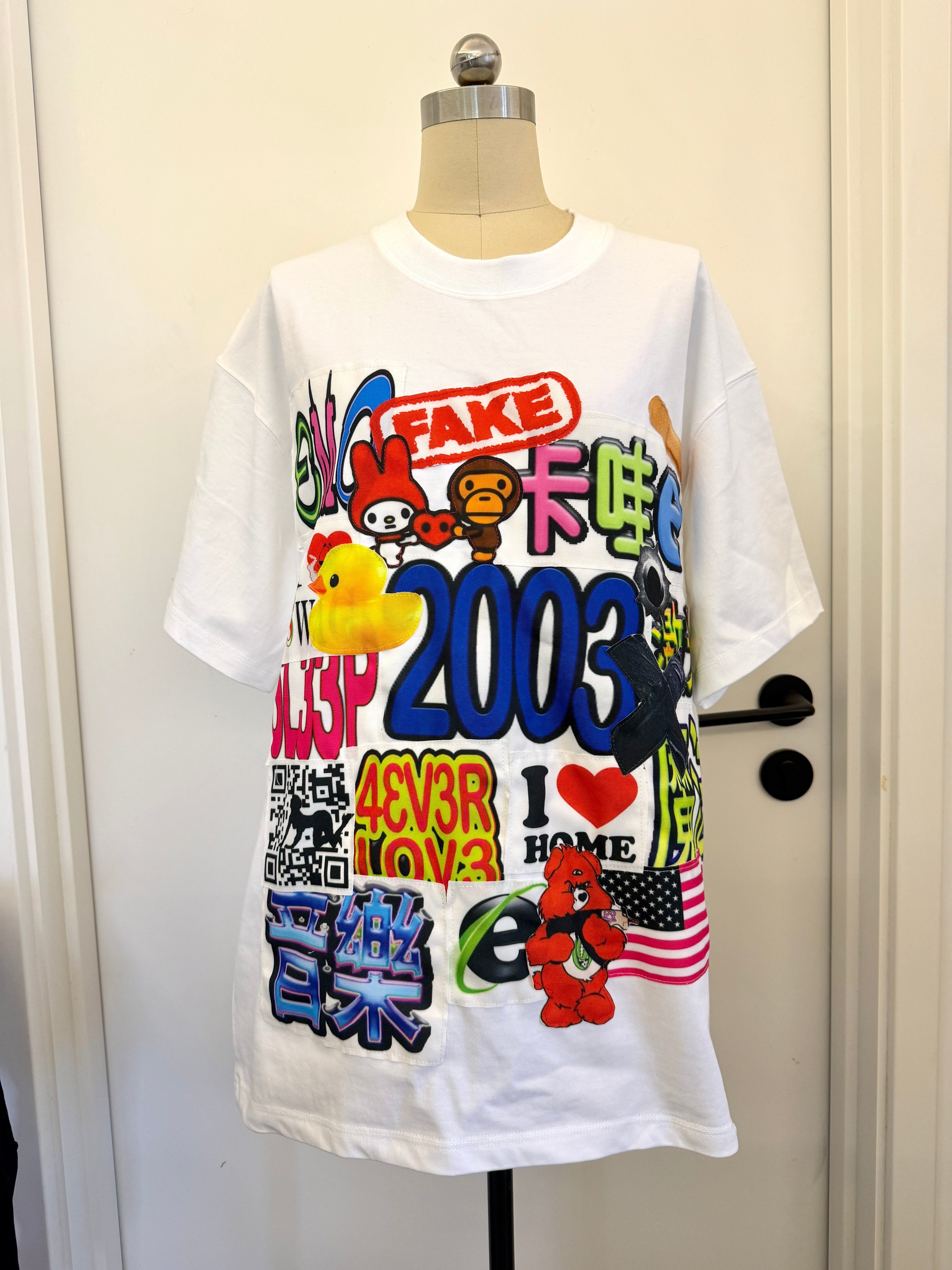 Y2K Patch Letter Tee - RedDevil by Land Decora