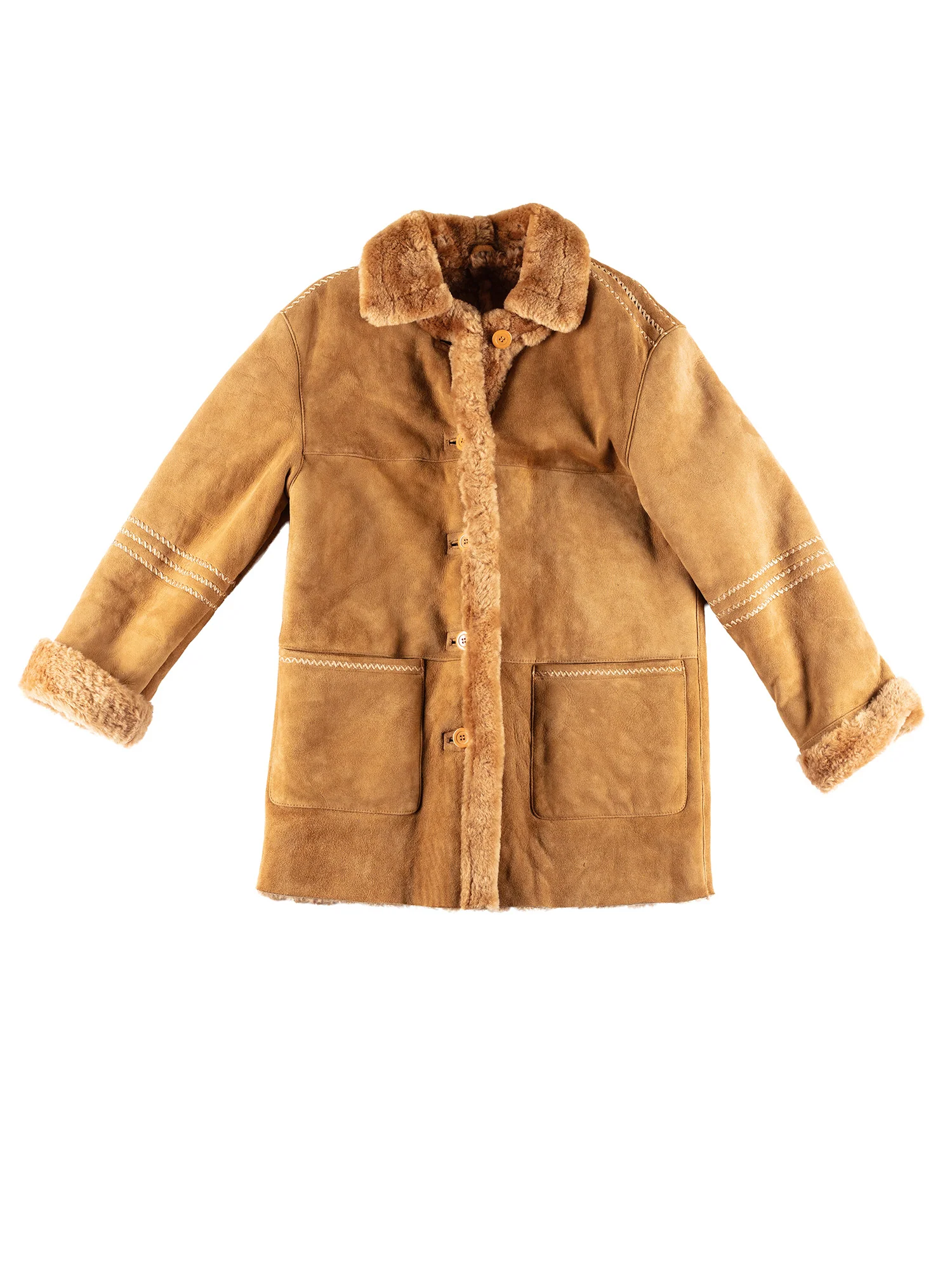 Vintage 80's Women Sherpa Coat in Camel Brown by Northern Grip
