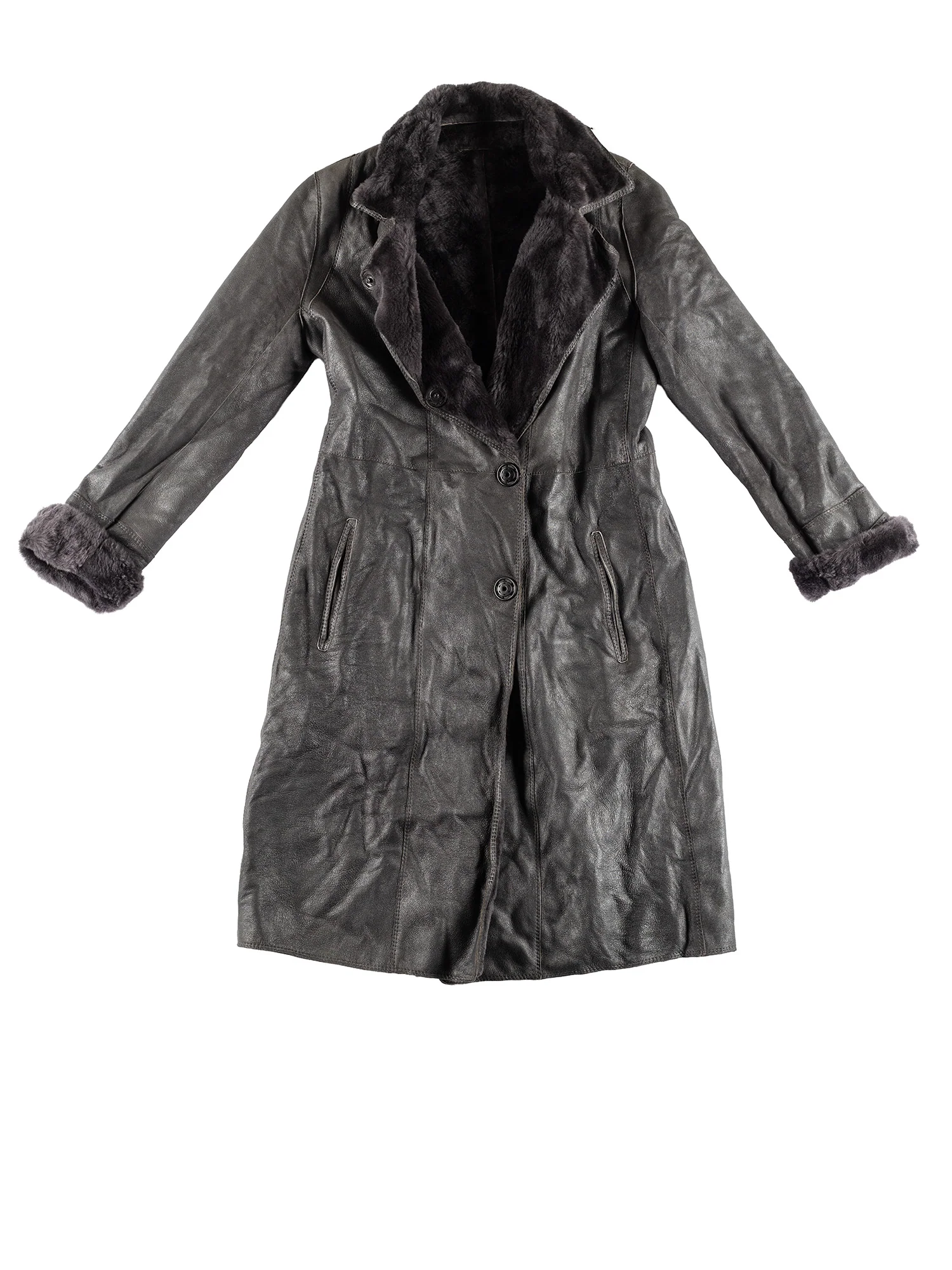 Vintage 70's Women Penny Lane Sheepskin Coat in Gray by Northern Grip